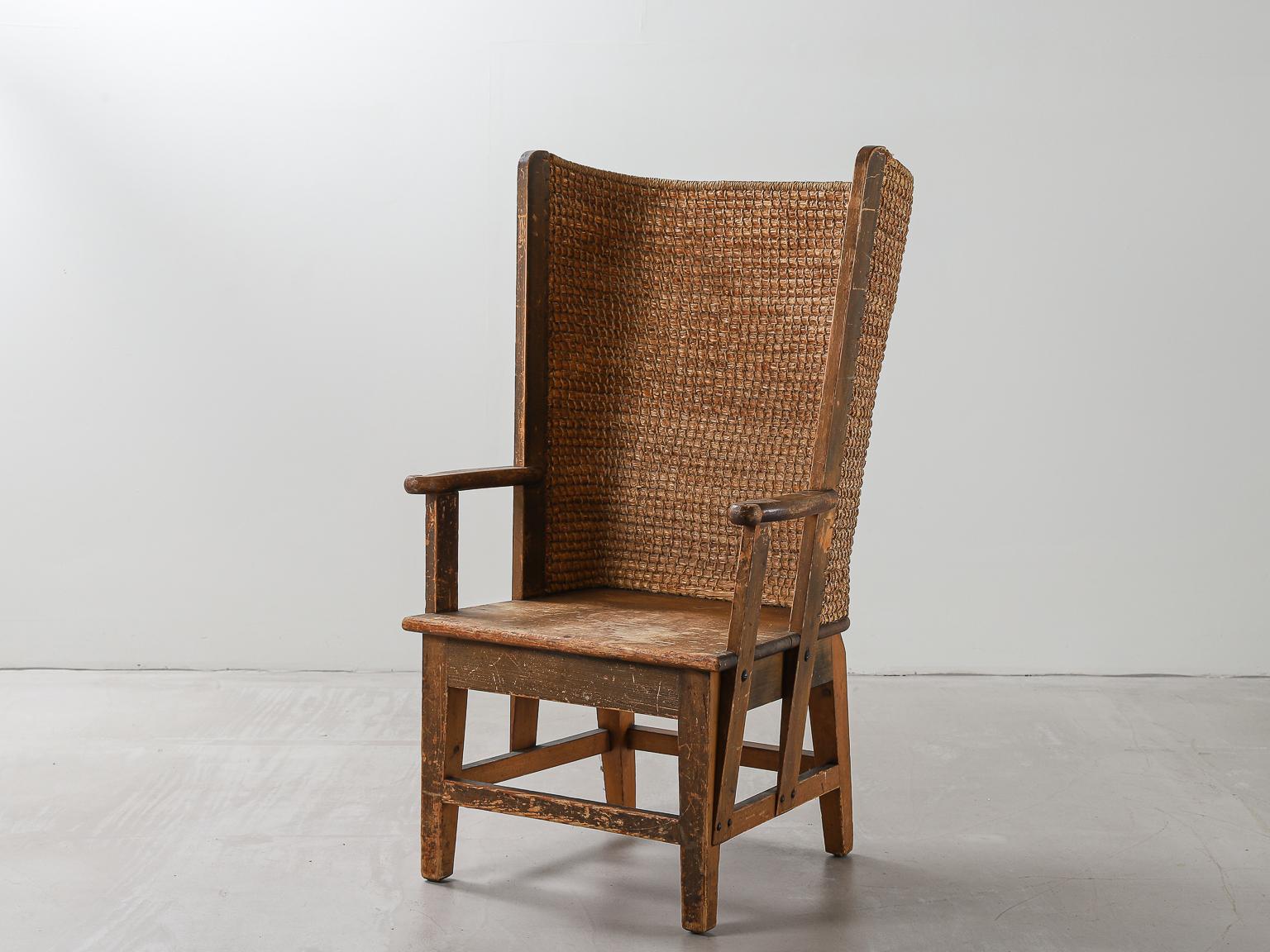 19th Century Scottish Late 19th Early 20th Century Wood and Oat Straw Orkney Chair