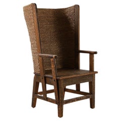 Scottish Late 19th Early 20th Century Wood and Oat Straw Orkney Chair