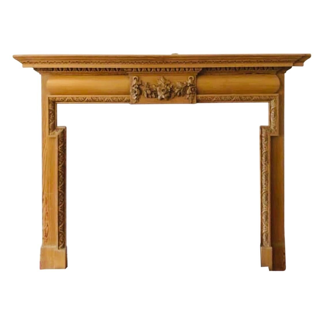 Scottish Late Victorian Carved Pine Fireplace Surround