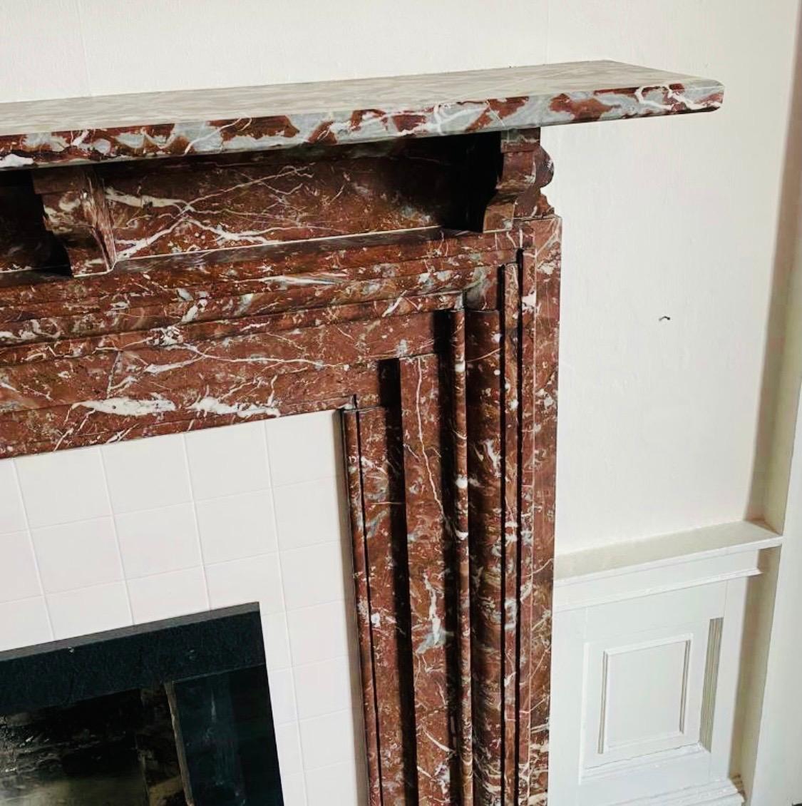 Scottish Late Victorian Languedoc Marble Bolection Marble Fireplace Surround 1