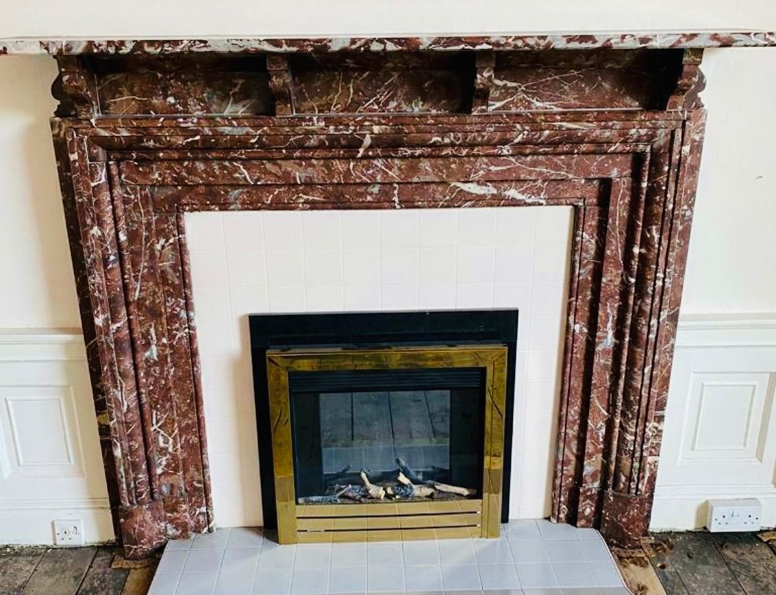 Scottish Late Victorian Languedoc Marble Bolection Marble Fireplace Surround 2