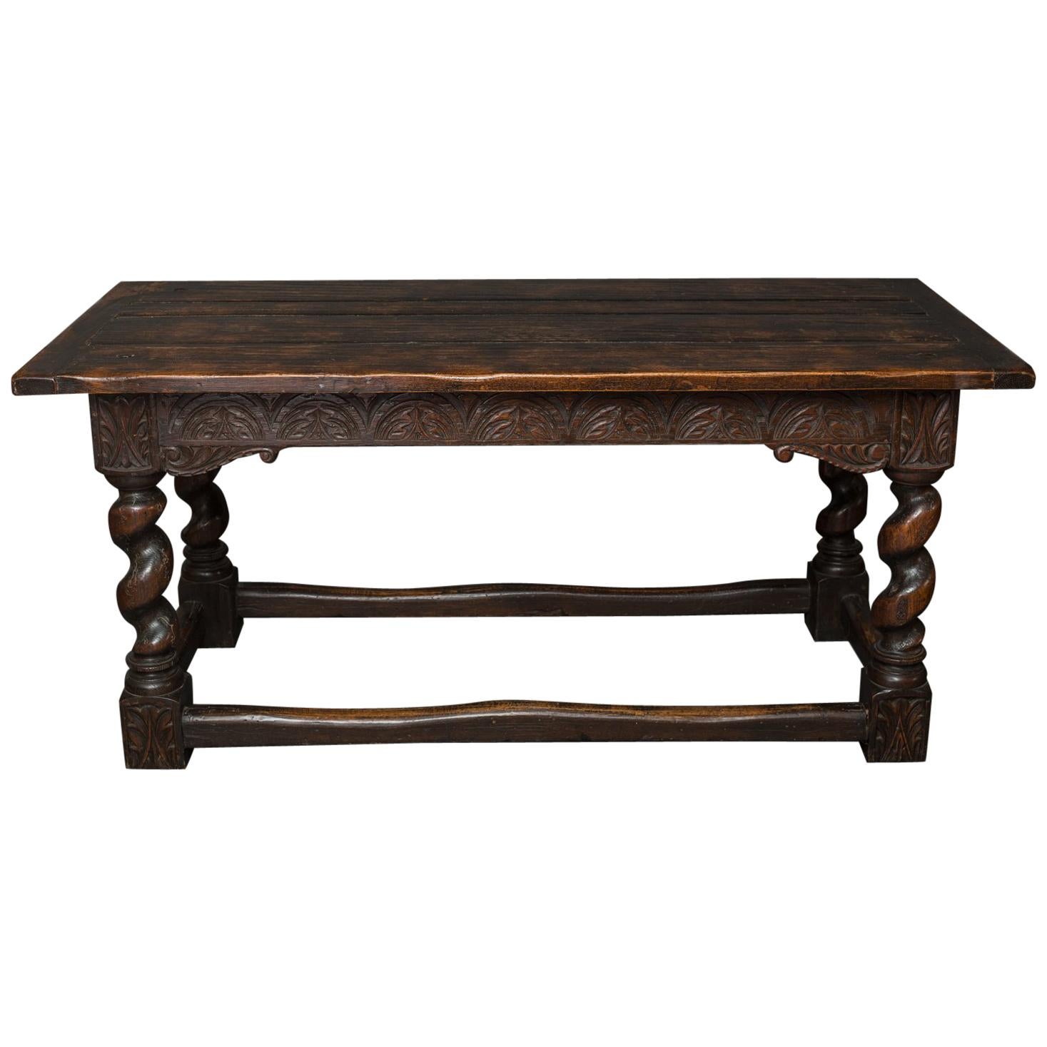 Scottish Library Table with Barley Twist Legs For Sale