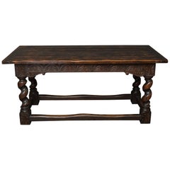 Antique Scottish Library Table with Barley Twist Legs