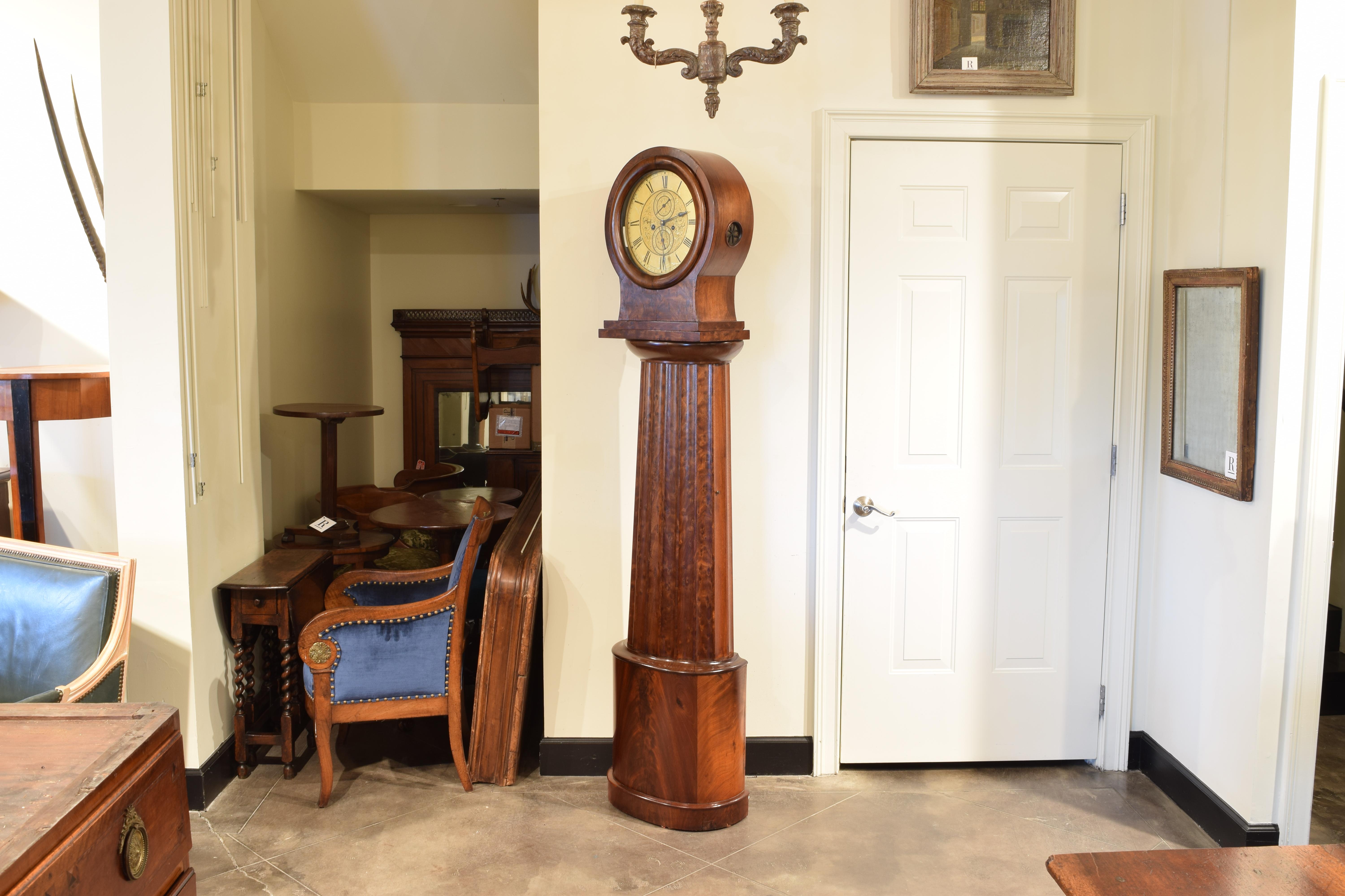 Empire Scottish Mahogany Case Clock Retaining Original Works, Glasgow, circa 1810-1820