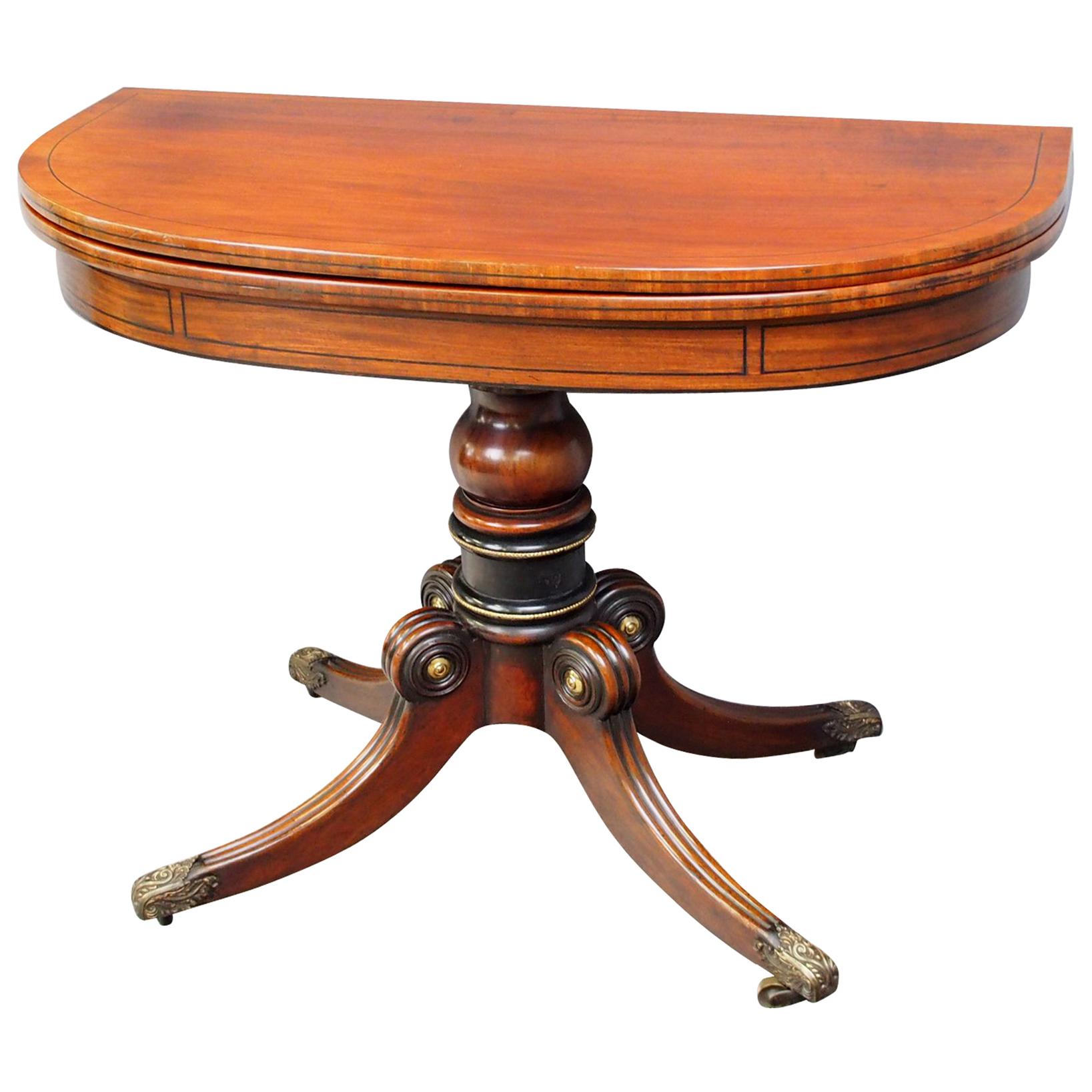 Scottish Mahogany D Shaped Card Table For Sale
