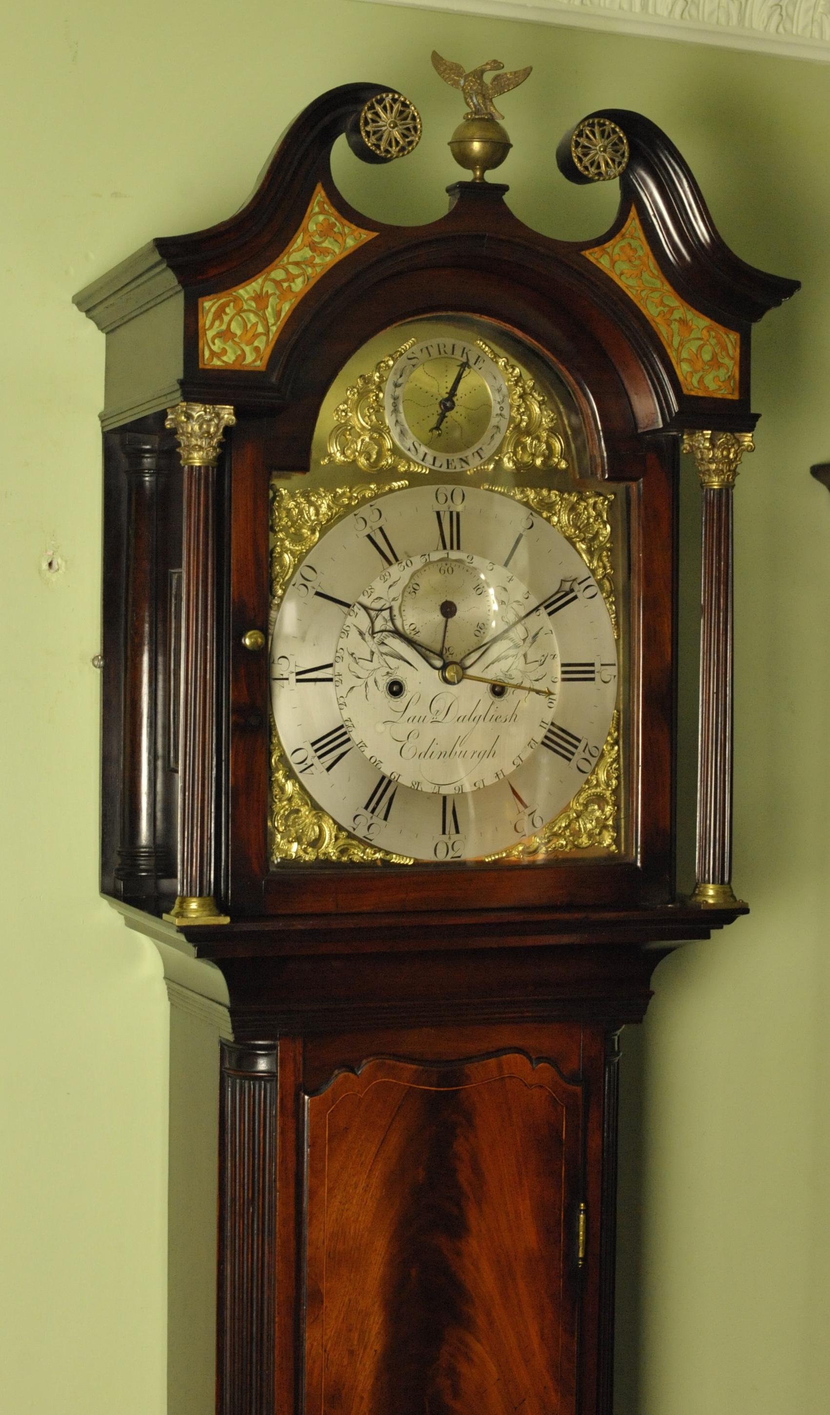 George III Scottish Mahogany Longcase Grandfather Clock, Dalgliesh Edinburgh For Sale