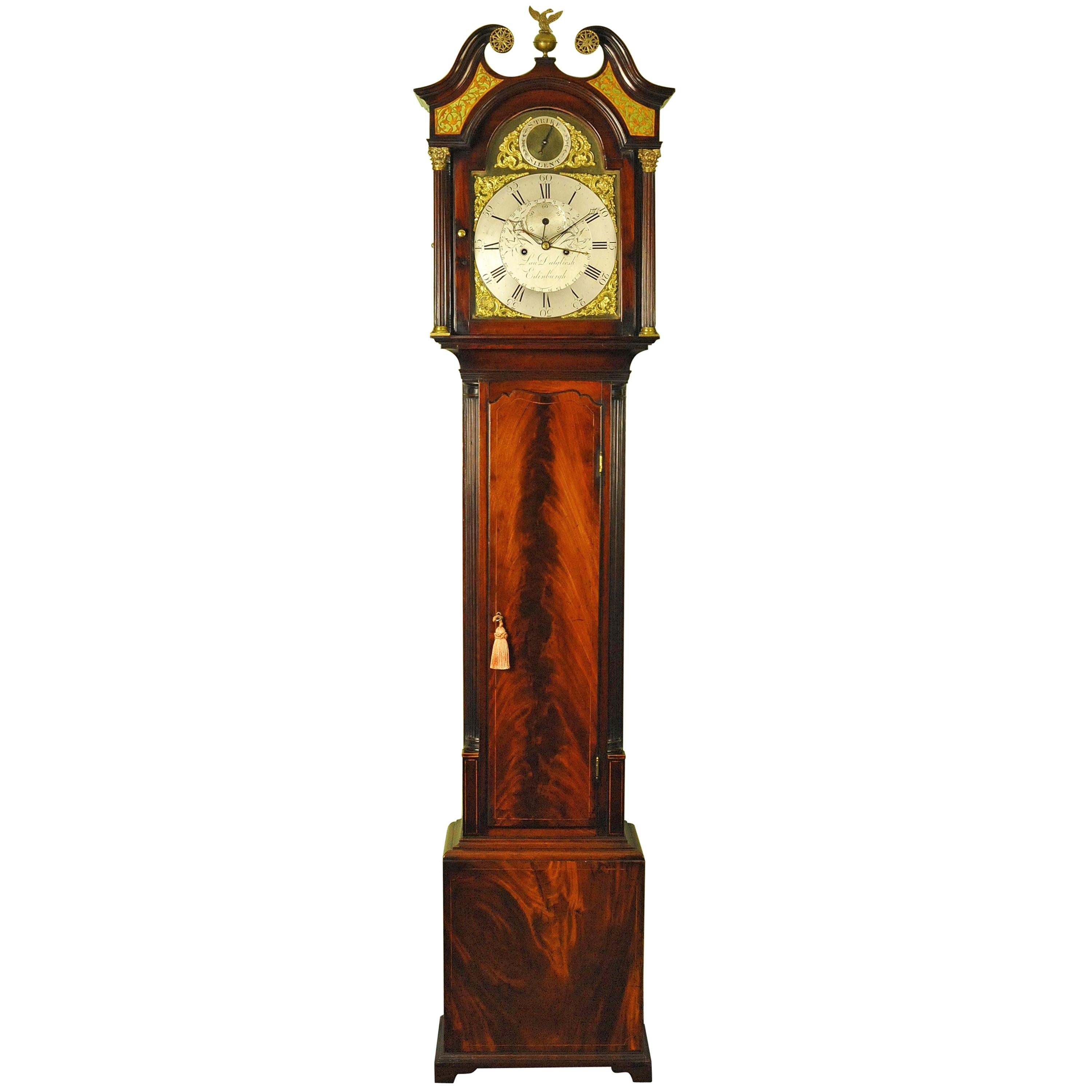 Scottish Mahogany Longcase Grandfather Clock, Dalgliesh Edinburgh For Sale
