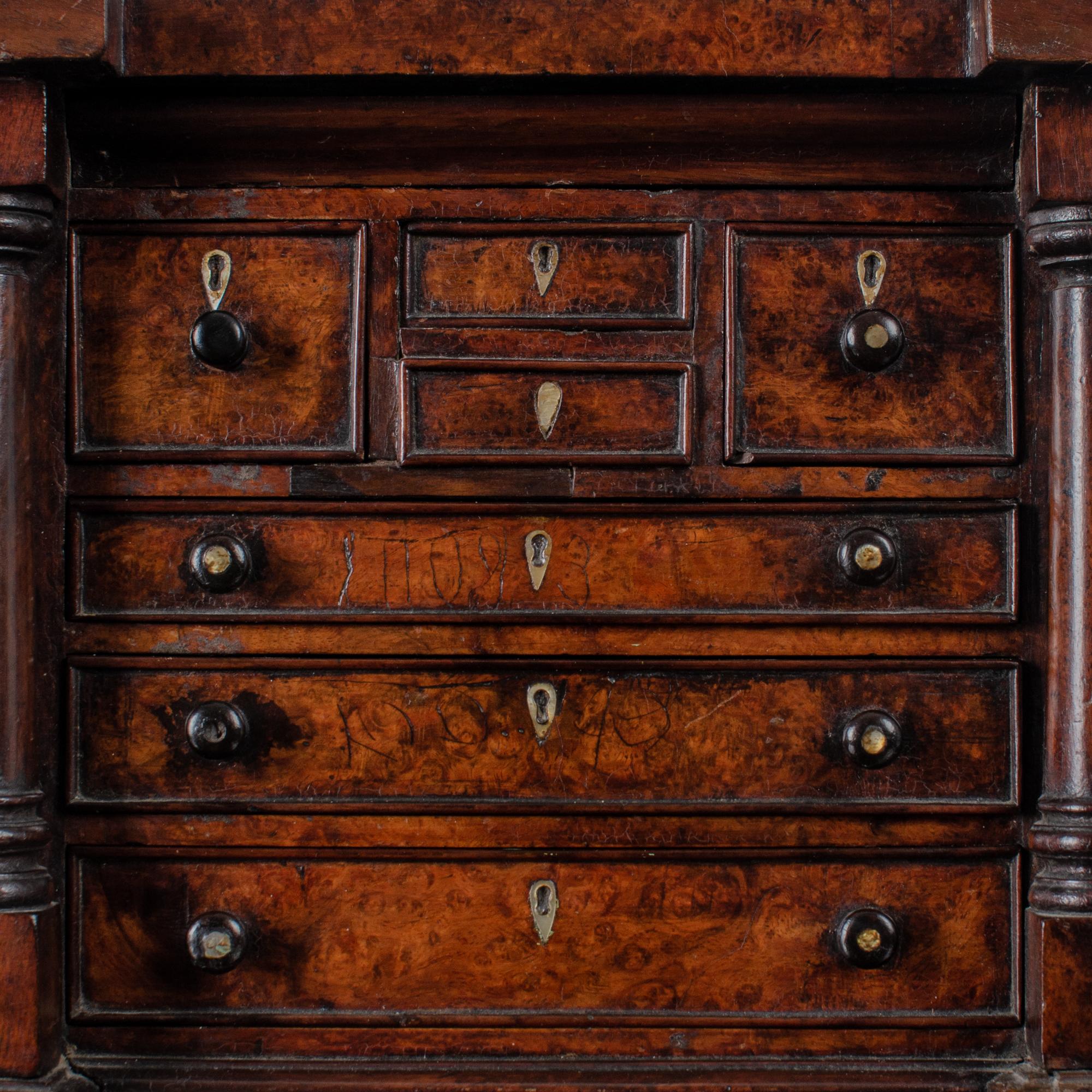 Scottish Miniature Burl Wood Chest of Drawers, 1863 For Sale 2