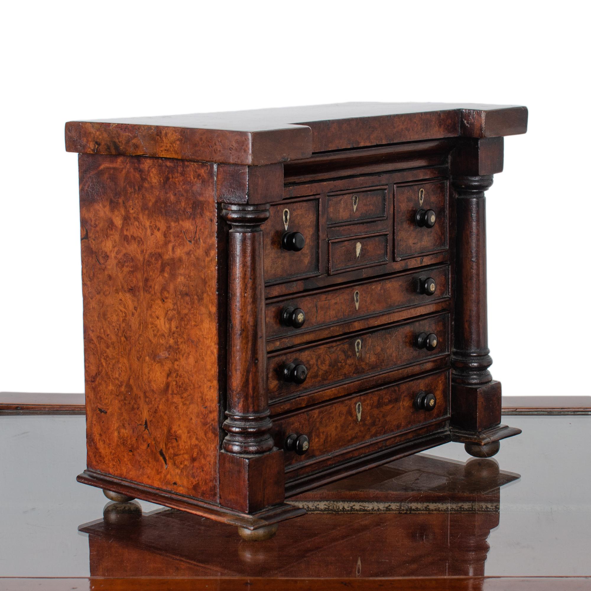 Scottish Miniature Burl Wood Chest of Drawers, 1863 For Sale 3
