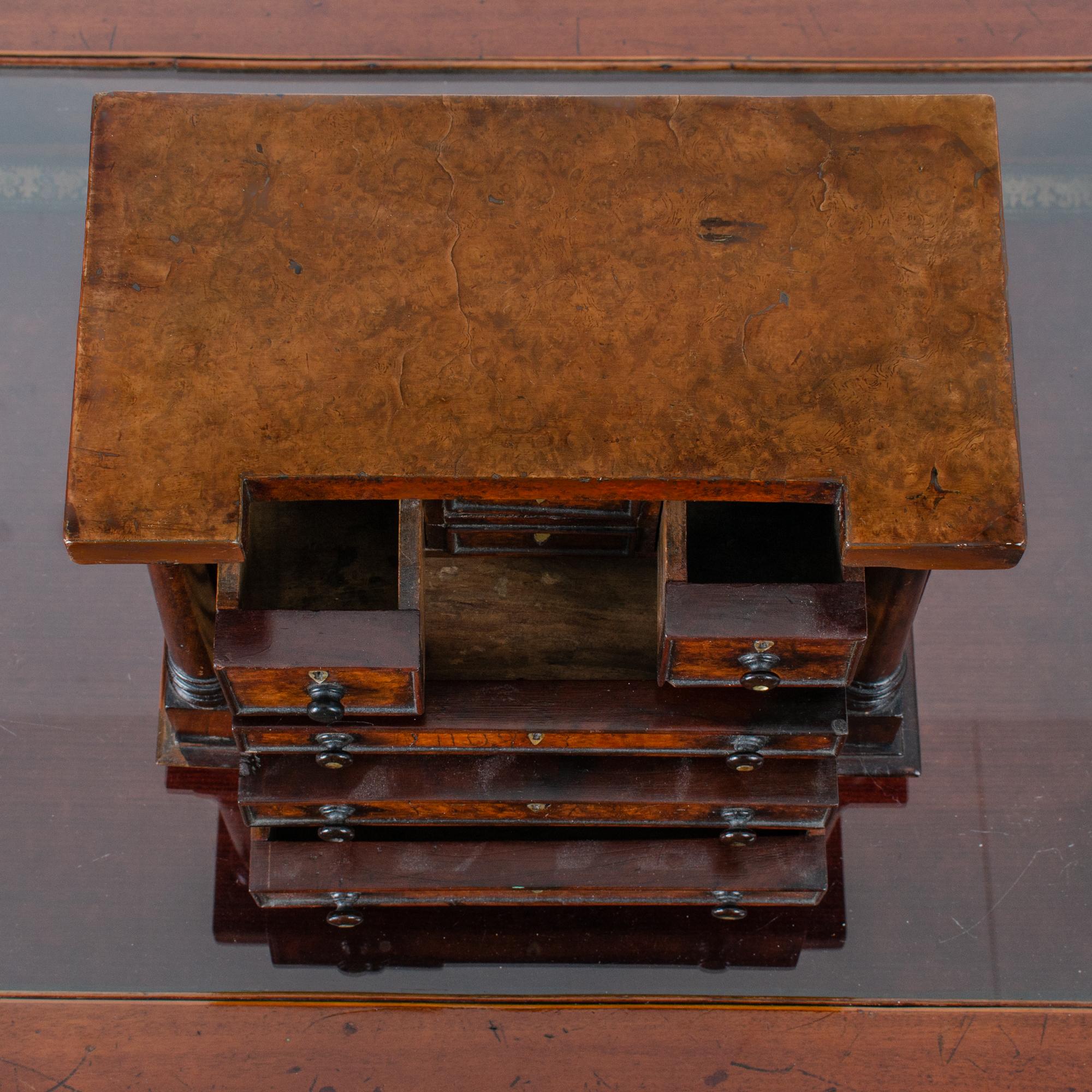 Scottish Miniature Burl Wood Chest of Drawers, 1863 For Sale 4