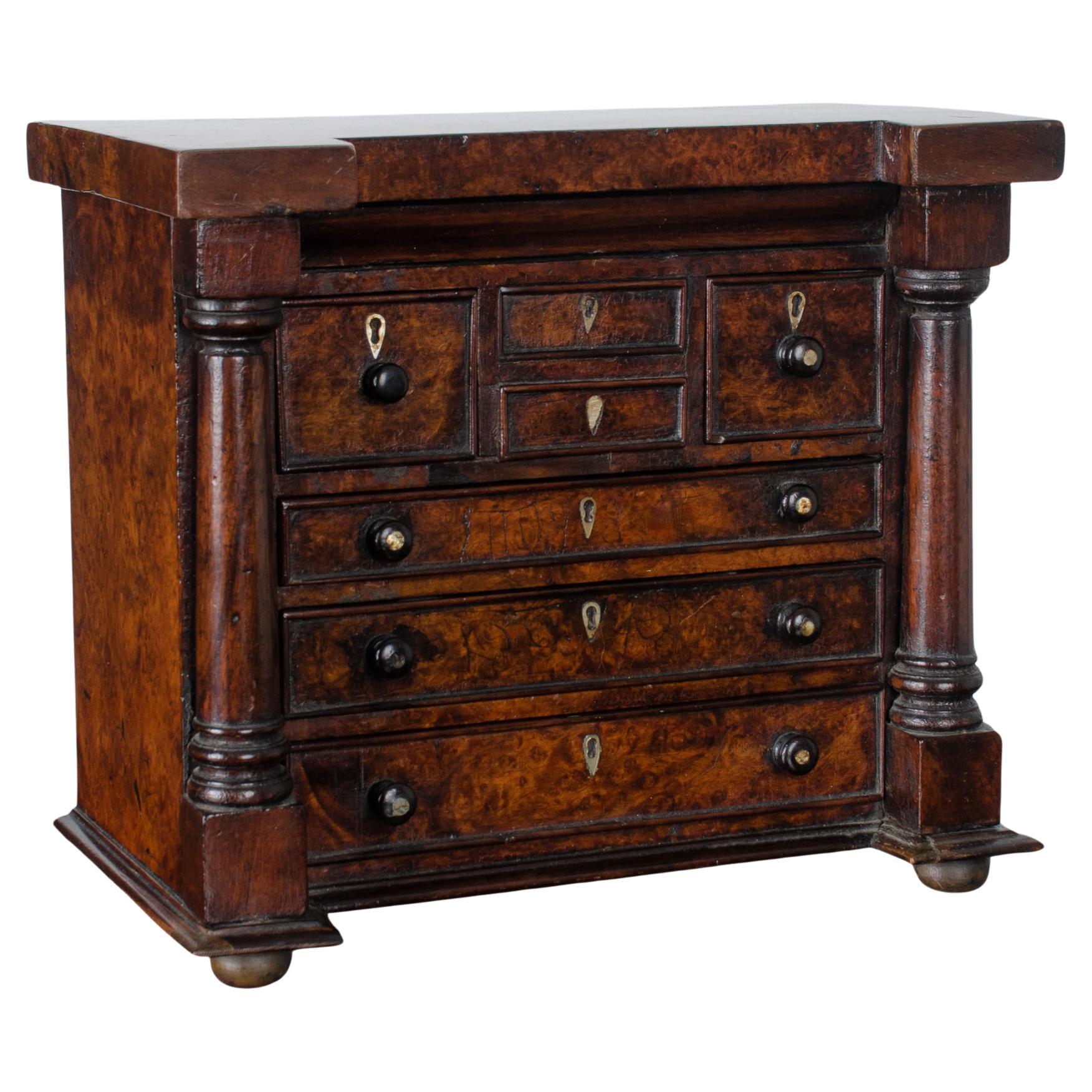 Scottish Miniature Burl Wood Chest of Drawers, 1863 For Sale