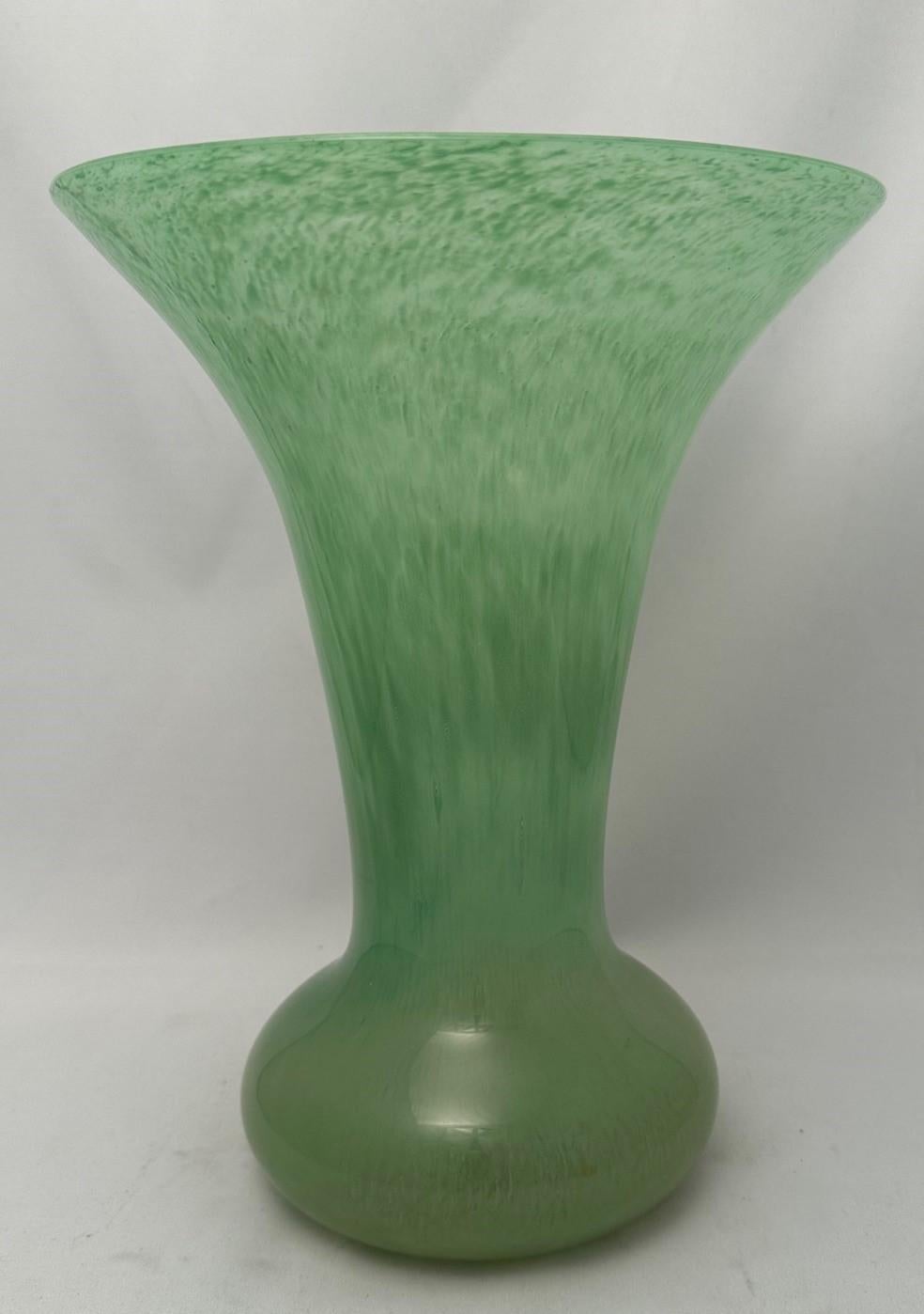 Scottish Monart Green Art Glass Vase For Sale 1