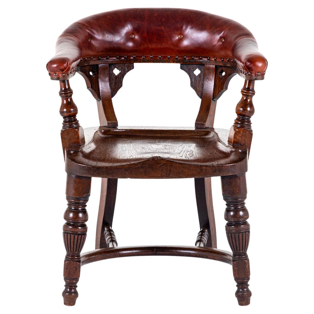 Scottish Oak Ecclesiastical Armchair or Desk Chair