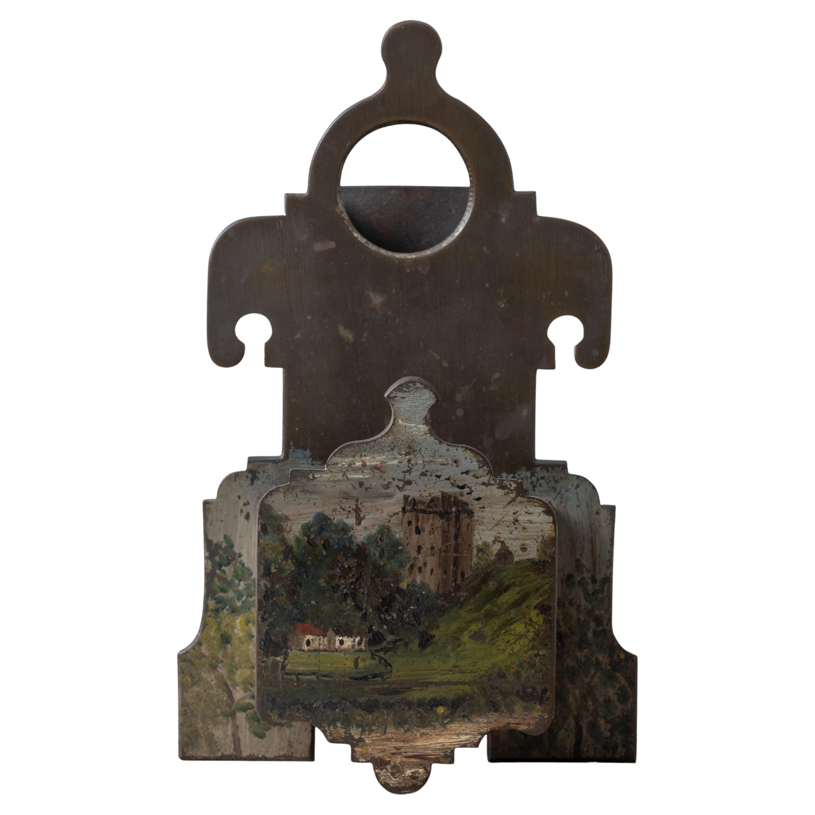 Scottish Painted Brass Match Holder For Sale