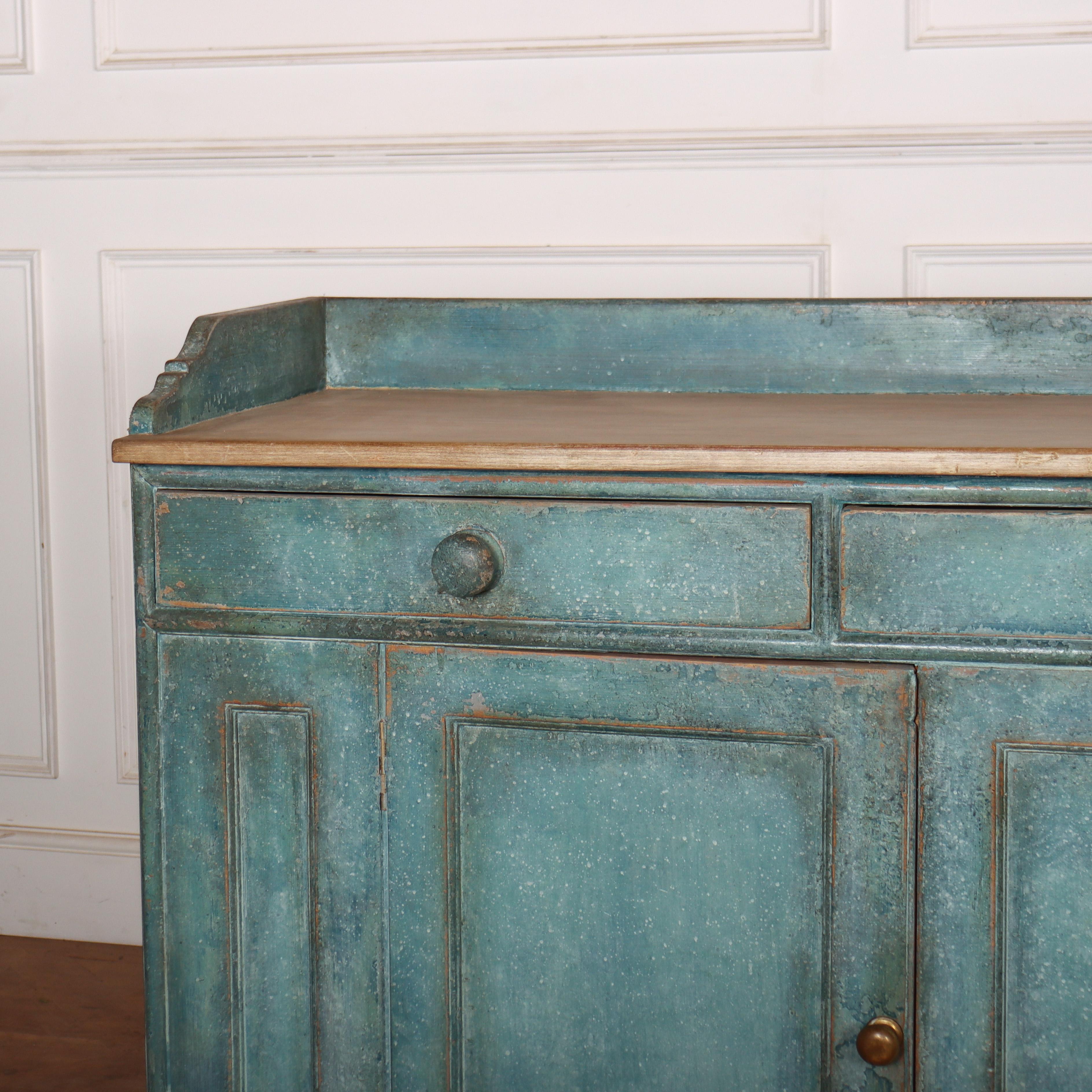 19th C Scottish dairy dresser base with a low upstand around a scrubbed pine top. 1840.

37