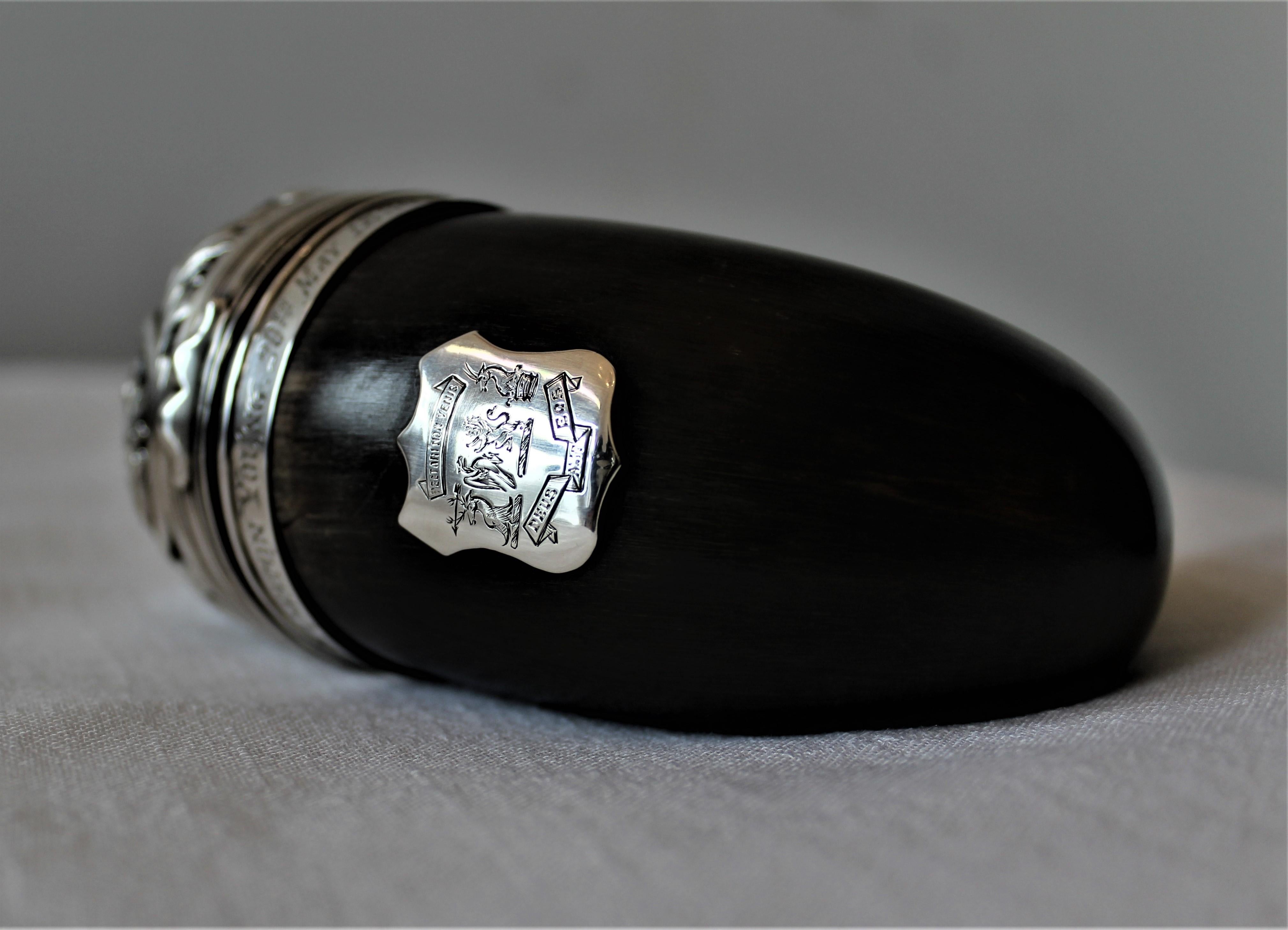 Scottish Polished Horn and Sterling Silver Mounted Snuff Mull or Box 3