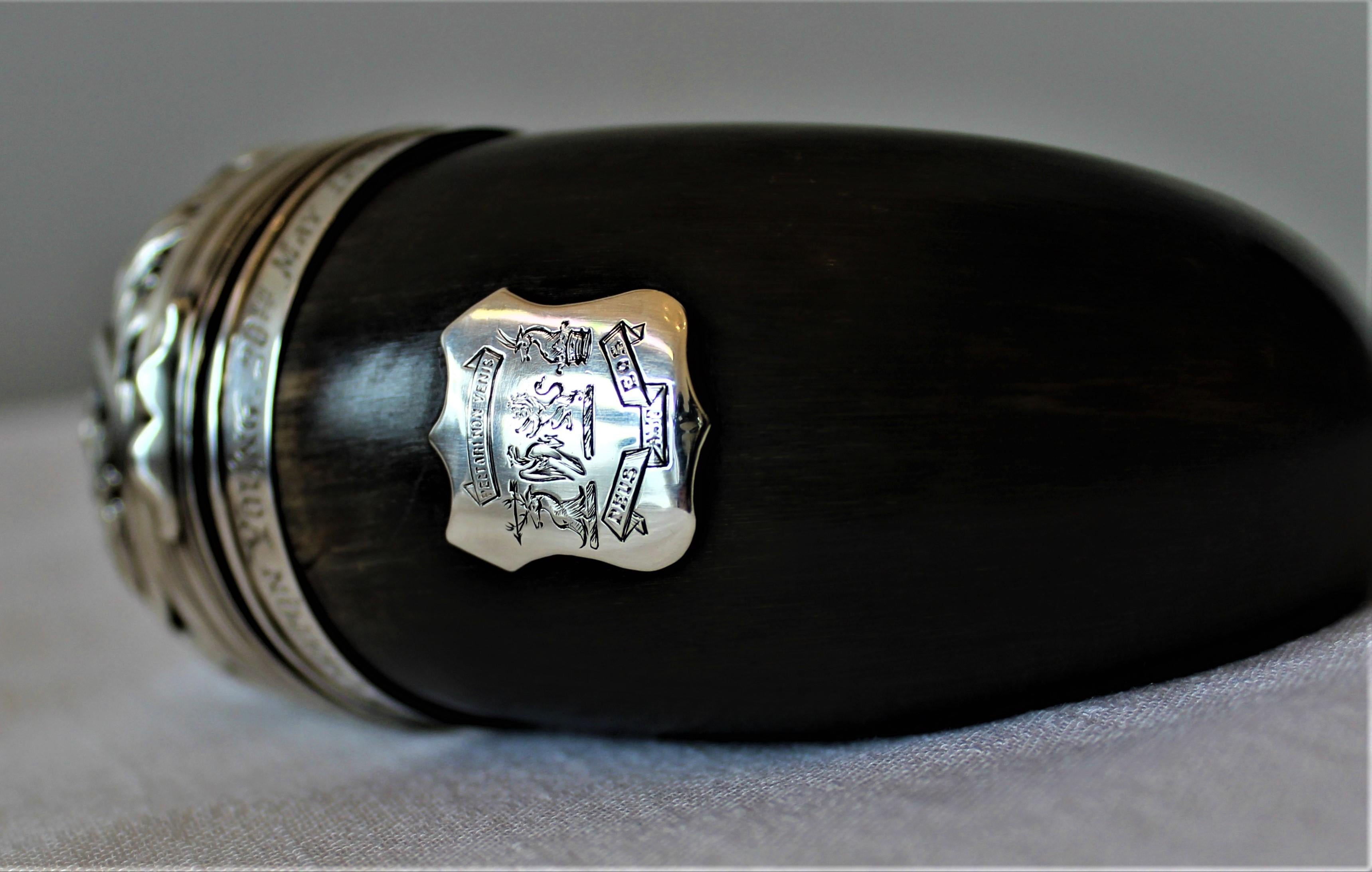 Scottish Polished Horn and Sterling Silver Mounted Snuff Mull or Box 4