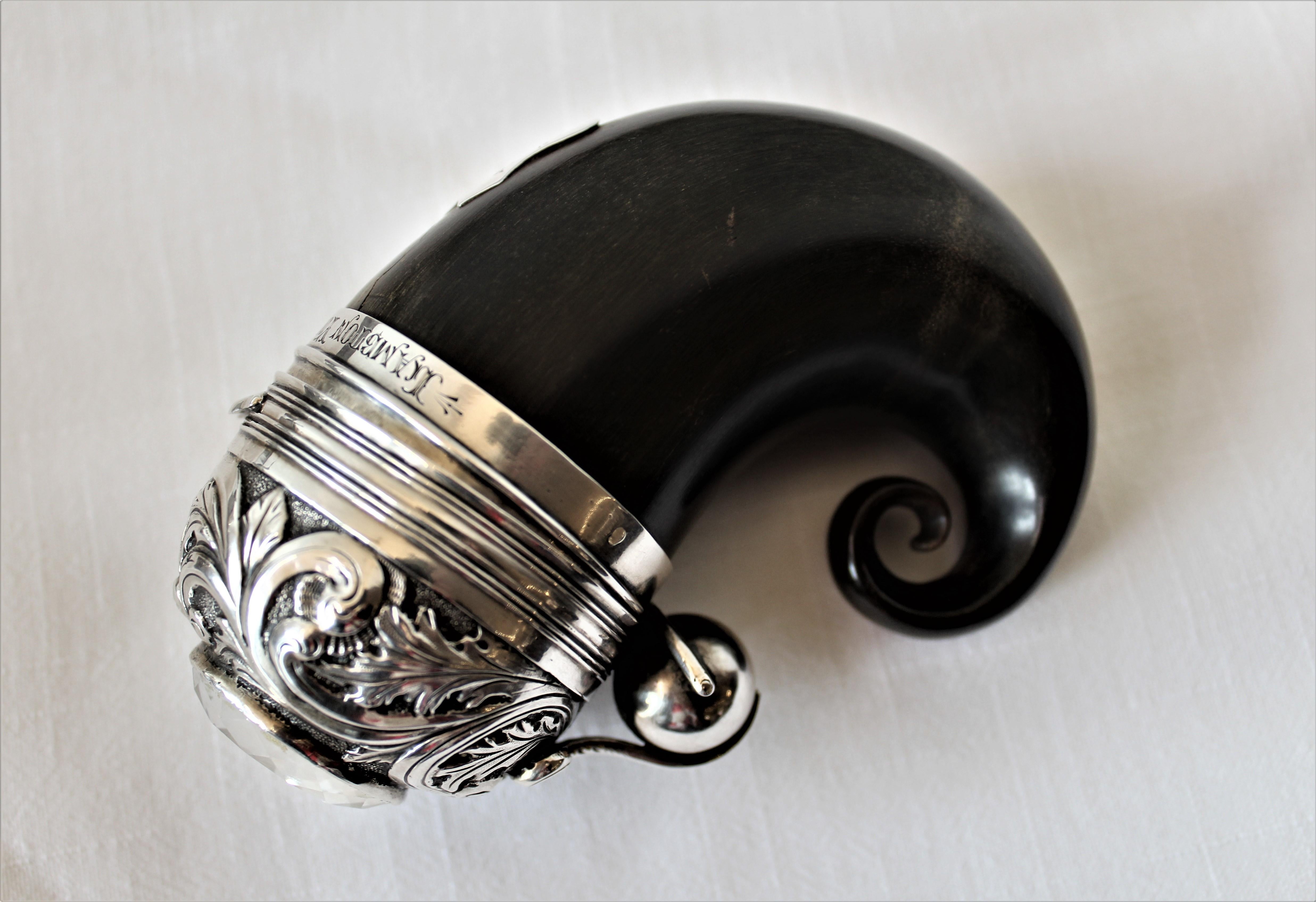 Scottish Polished Horn and Sterling Silver Mounted Snuff Mull or Box 5