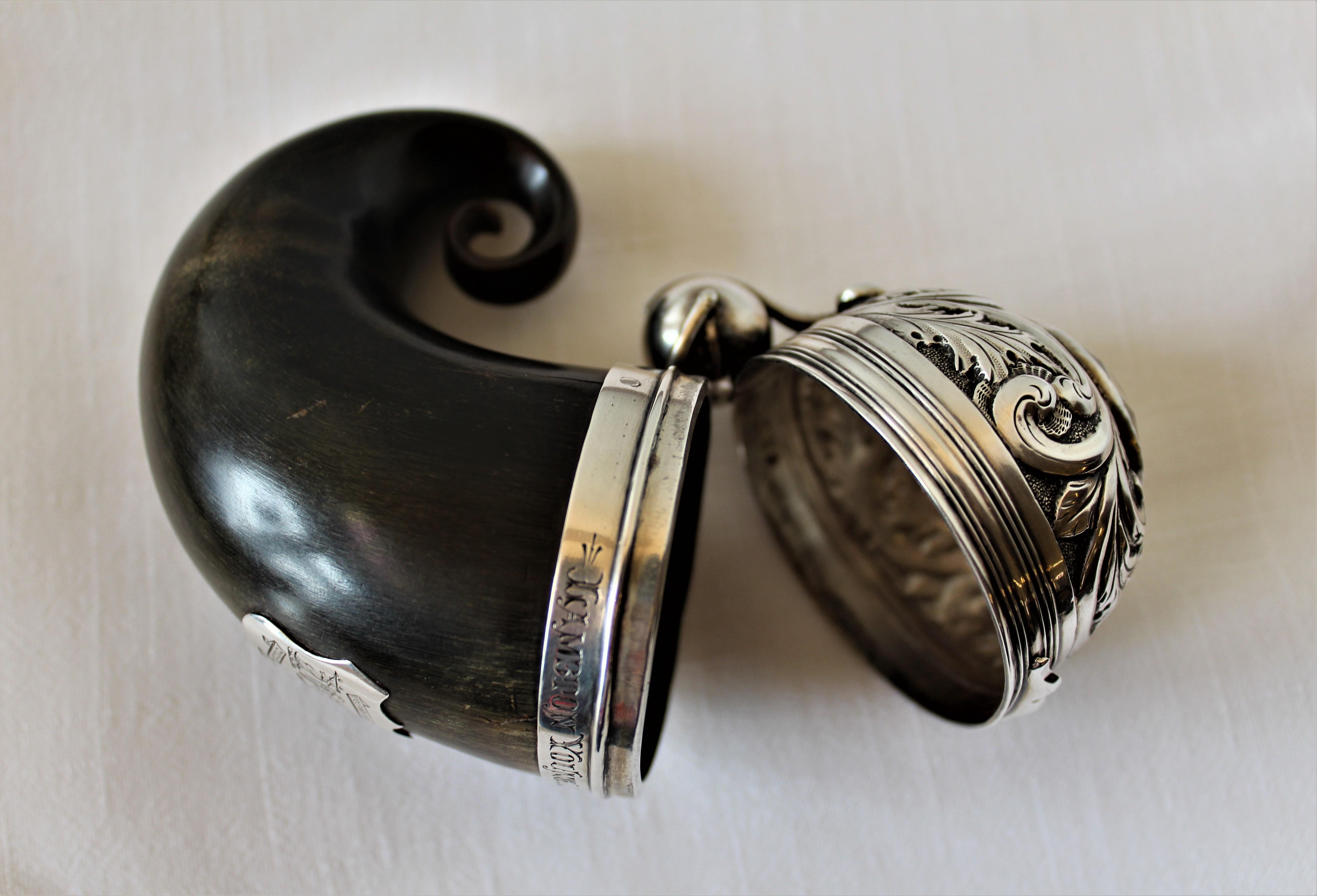 Scottish Polished Horn and Sterling Silver Mounted Snuff Mull or Box 6