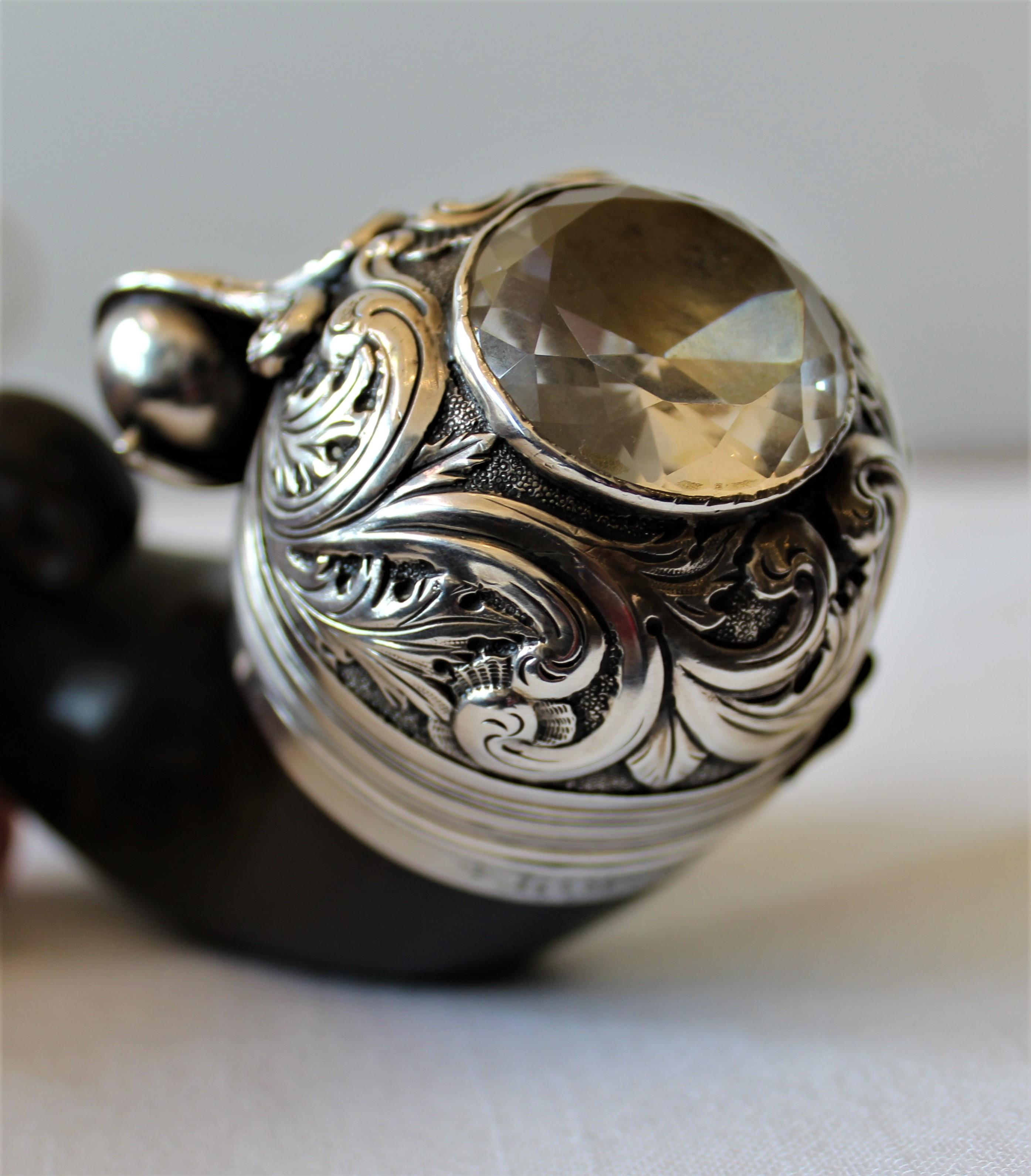 Scottish Polished Horn and Sterling Silver Mounted Snuff Mull or Box 1