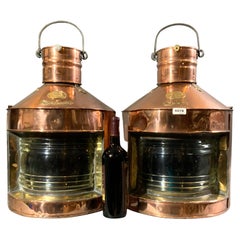 Scottish Port and Starboard Ship Lanterns of Solid Copper with Brass Trim
