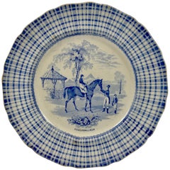 Antique Scottish Potteries Racehorse Plate, Fougaballagh, circa 1845