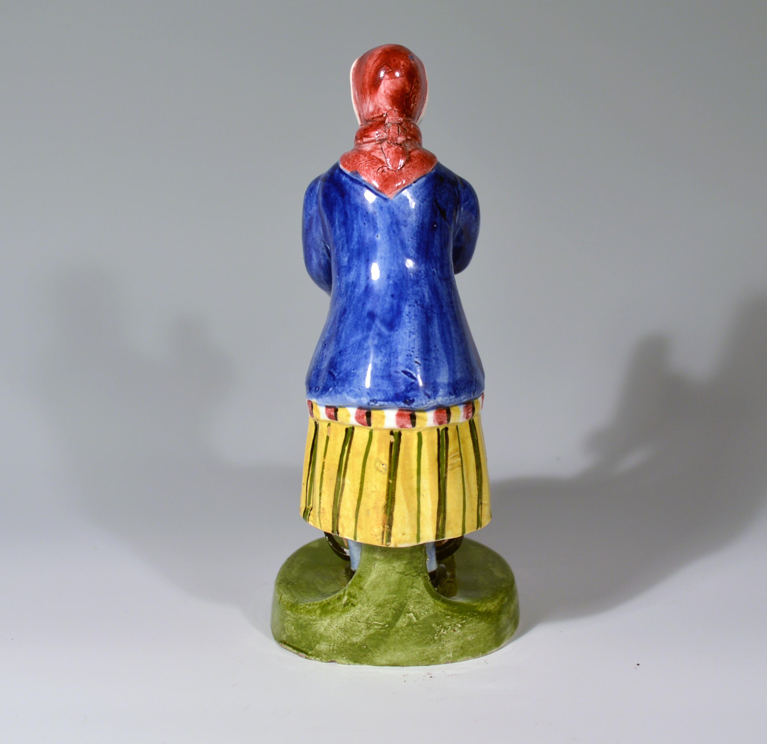 Scottish Pottery Figure of a Fisherwoman, Musselburgh, Scotland, circa 1835 In Good Condition In Downingtown, PA