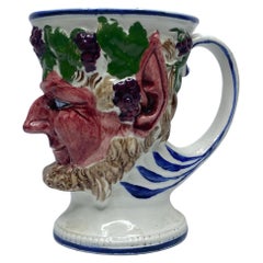 Scottish pottery, large Bacchus mug, Prestonpans, circa 1840