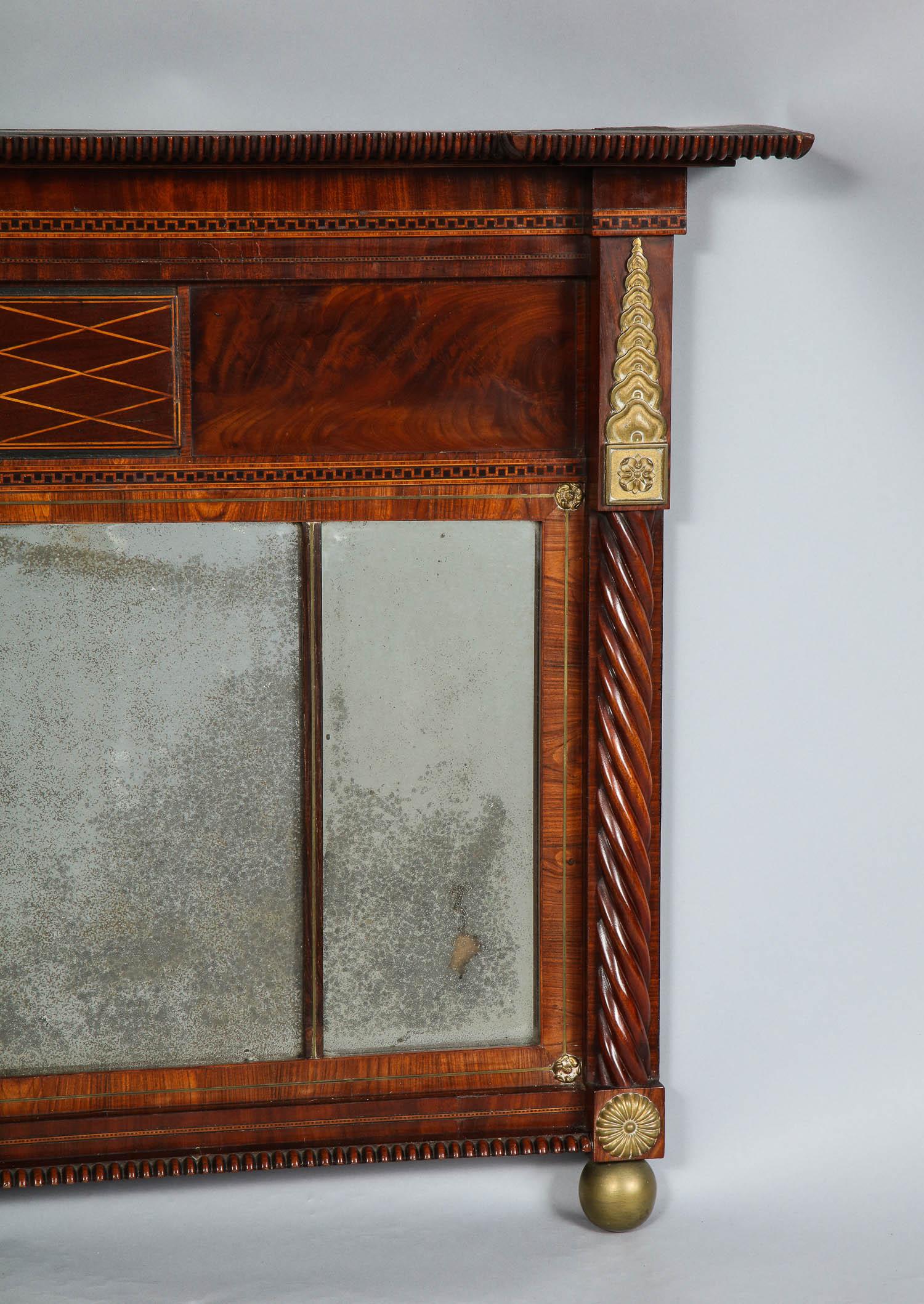 Scottish Regency Inlaid Overmantel Mirror In Good Condition For Sale In Greenwich, CT