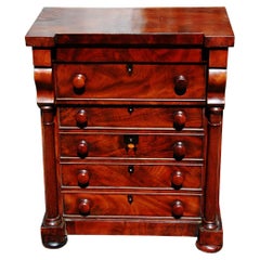 Antique Scottish Regency Mahogany Child's Chest of Drawers with Columns and Five Drawers