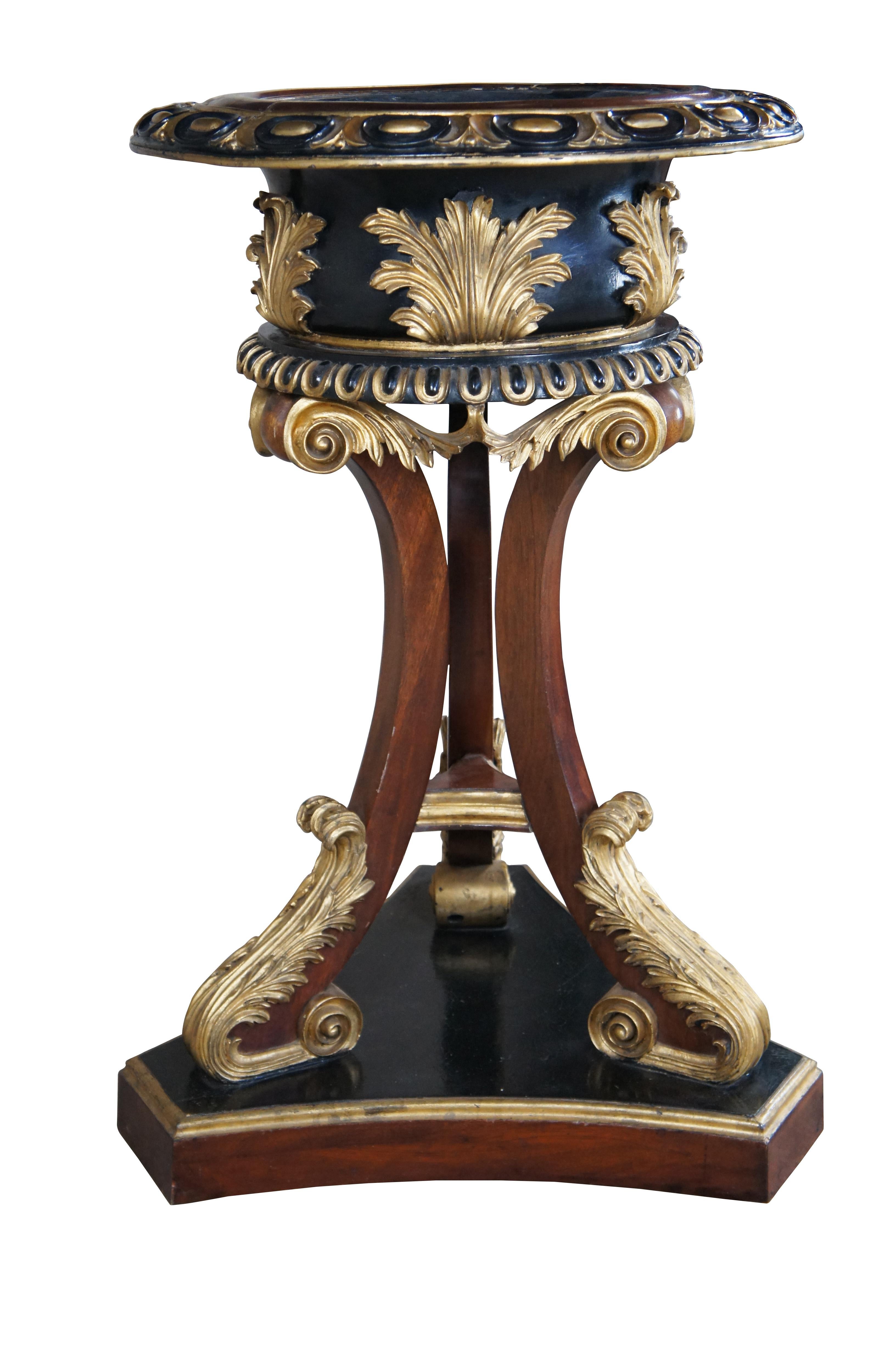 Scottish Regency Parcel Gilt Ebonized Mahogany Jardinière After William Trotter In Good Condition For Sale In Dayton, OH