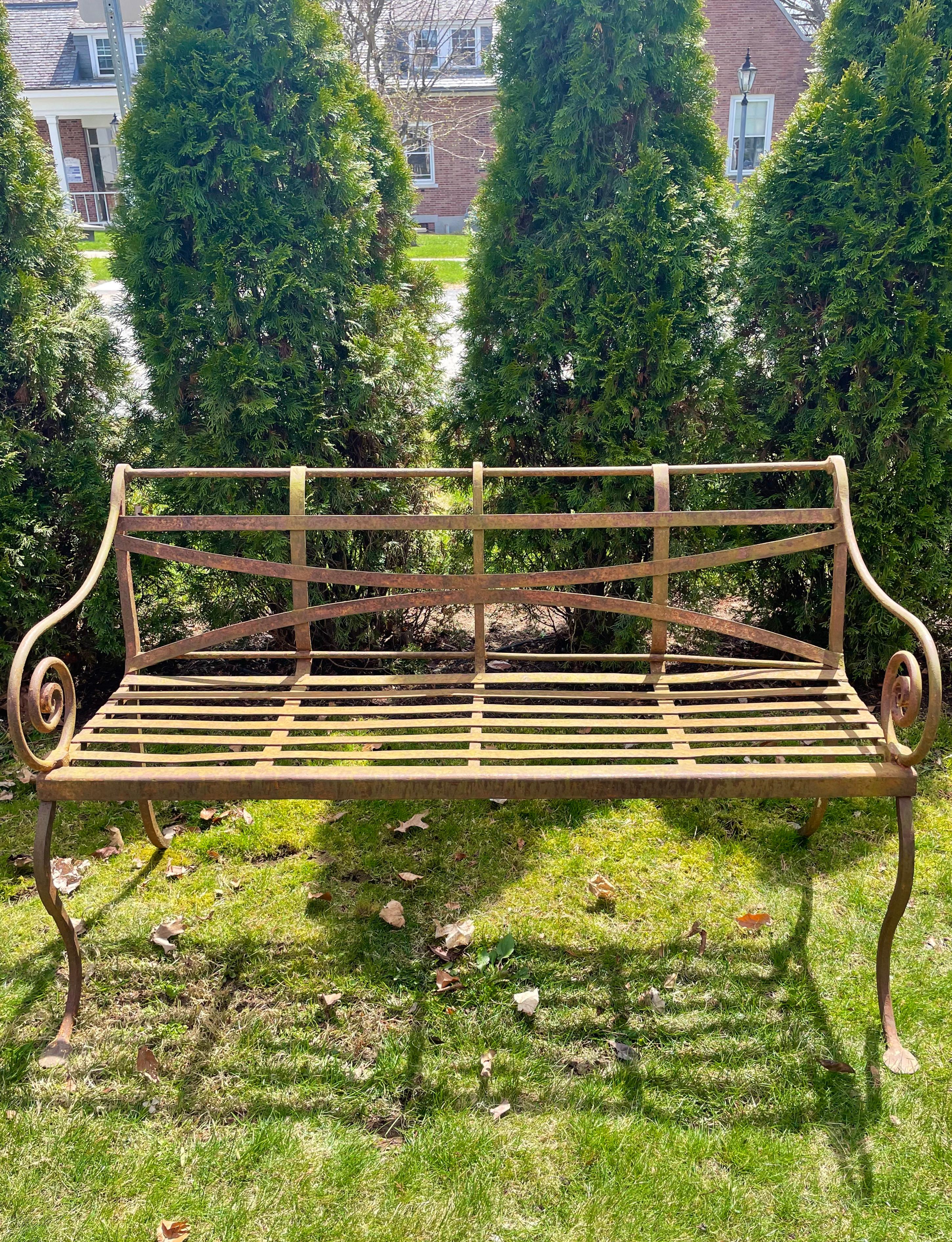 English Scottish Regency Wrought Iron Bench, CA 1820