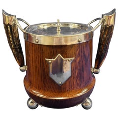 Antique Scottish Rosewood Ice Bucket with Antler Handles