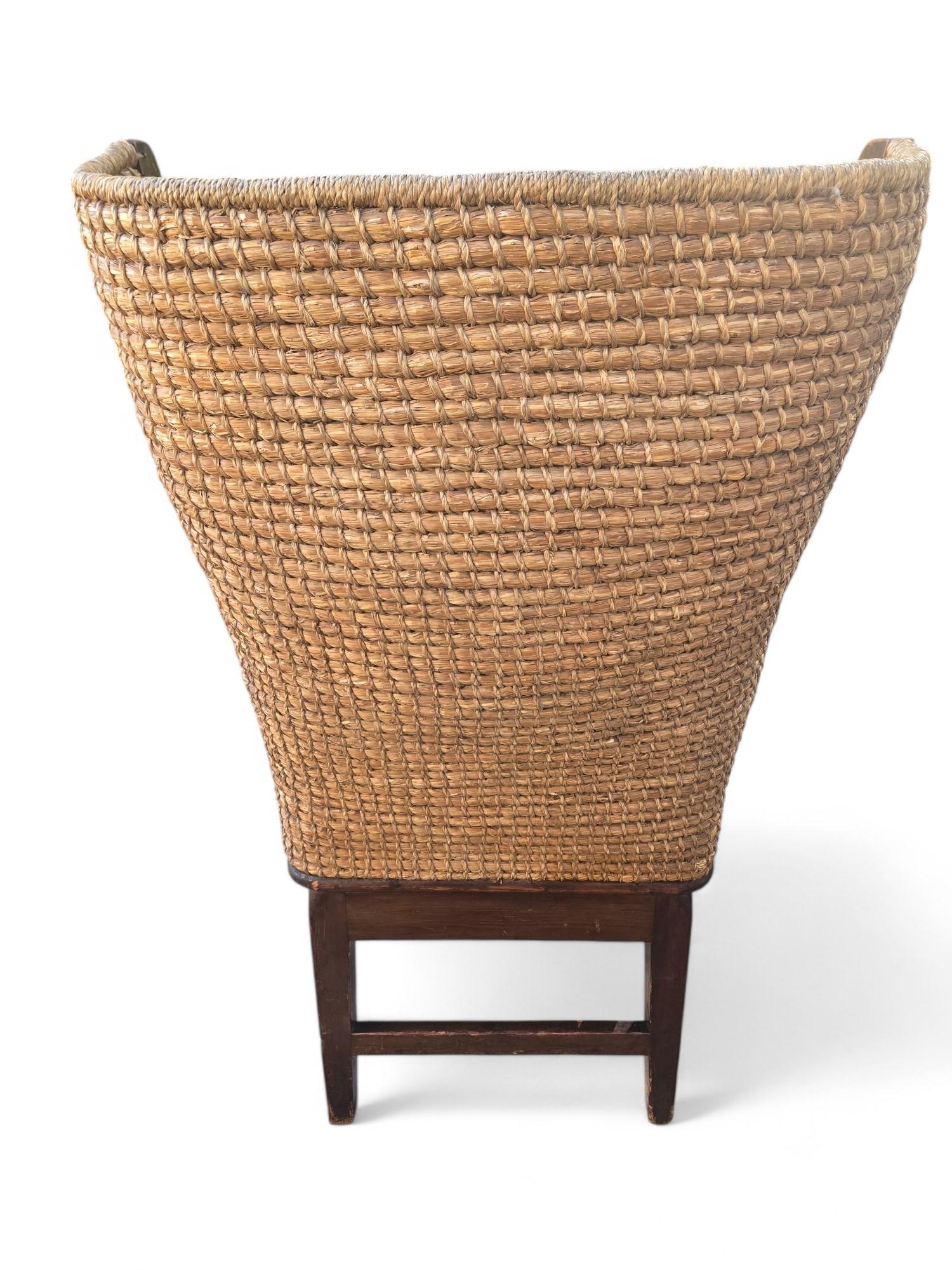 Early Victorian Scottish rush and woven fire side Orkney chair