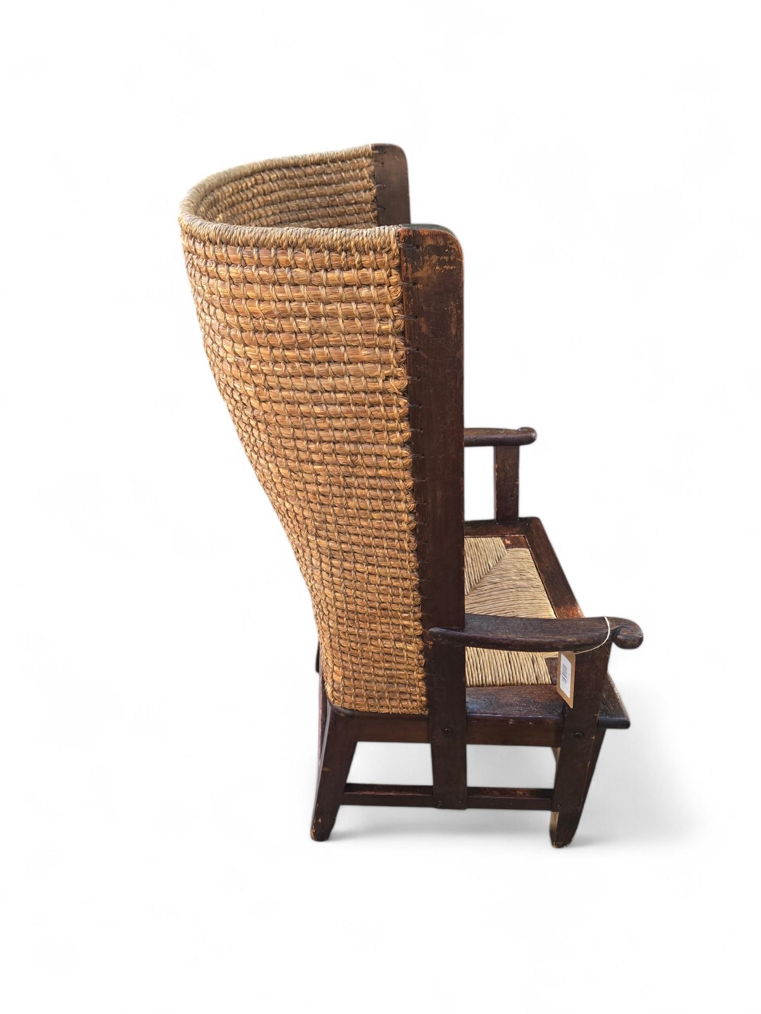 British Scottish rush and woven fire side Orkney chair