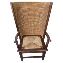 Antique Scottish rush and woven fire side Orkney chair