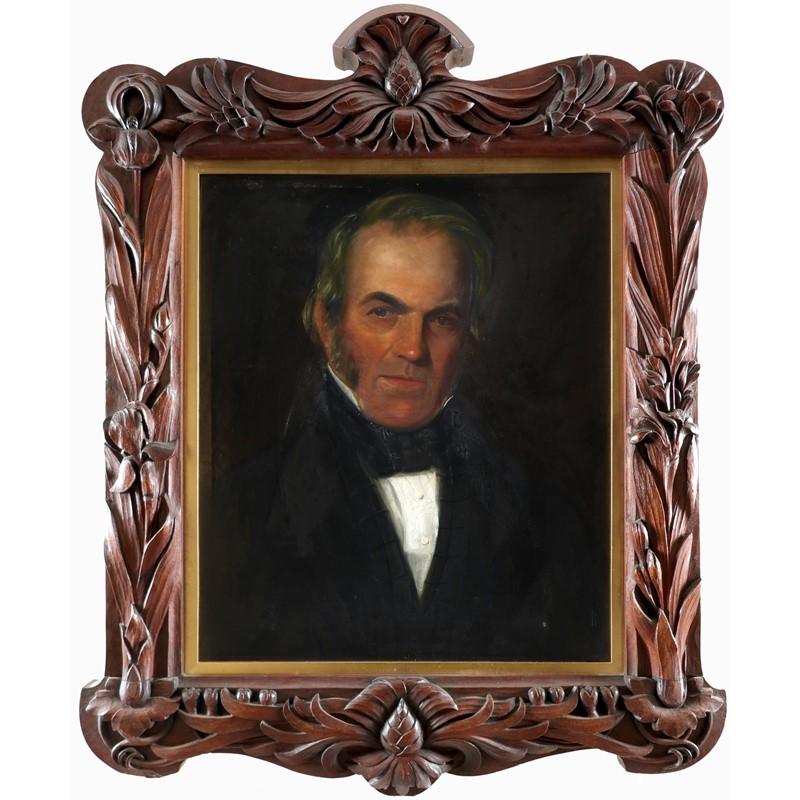 Scottish School Portrait Painting - 19th Century Victorian Portrait of a Gentleman in Ornate Carved Wood Frame