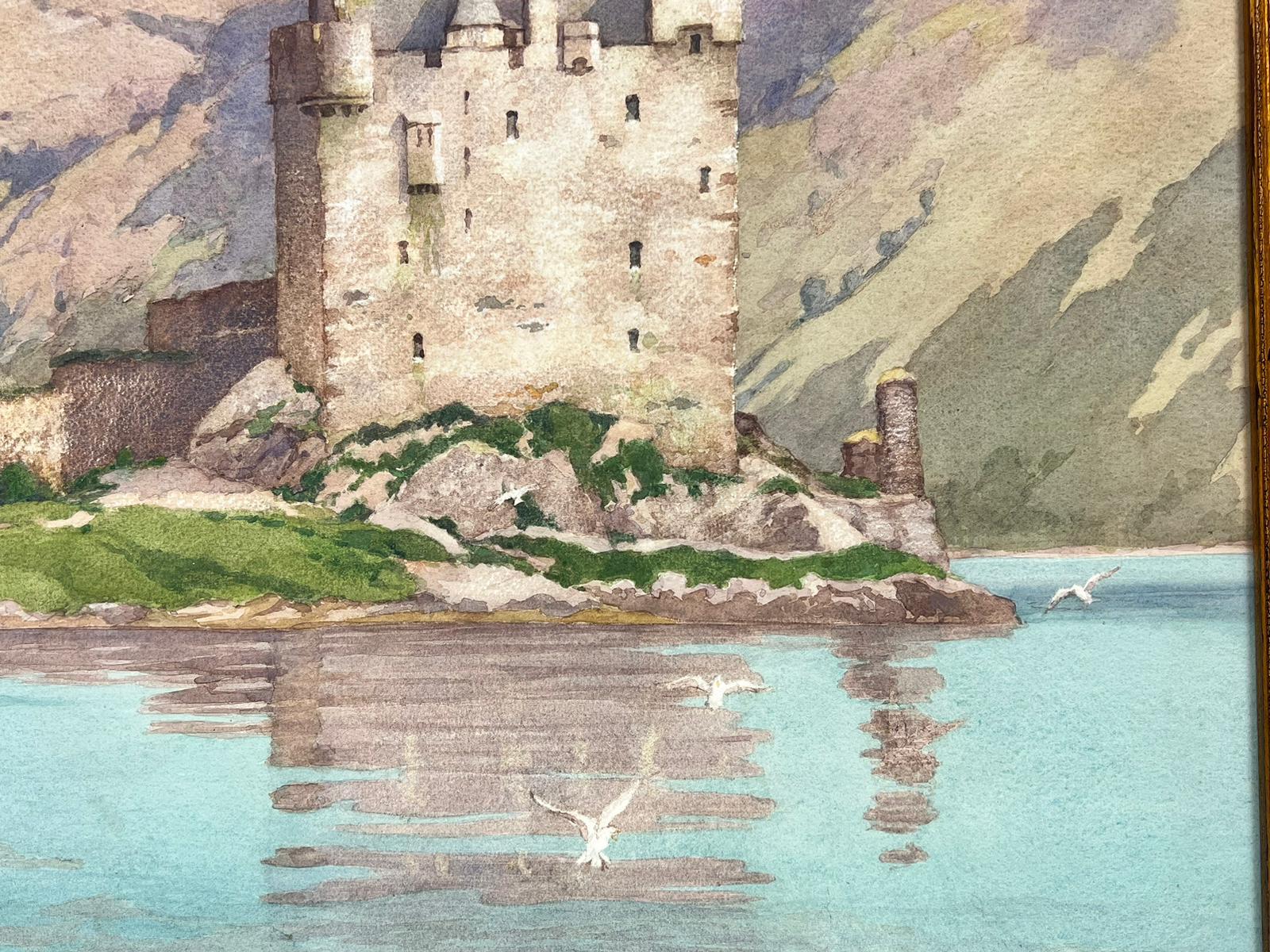 Eilean Donan Castle Scotland Original 1950's Painting Highland Loch Landscape For Sale 2