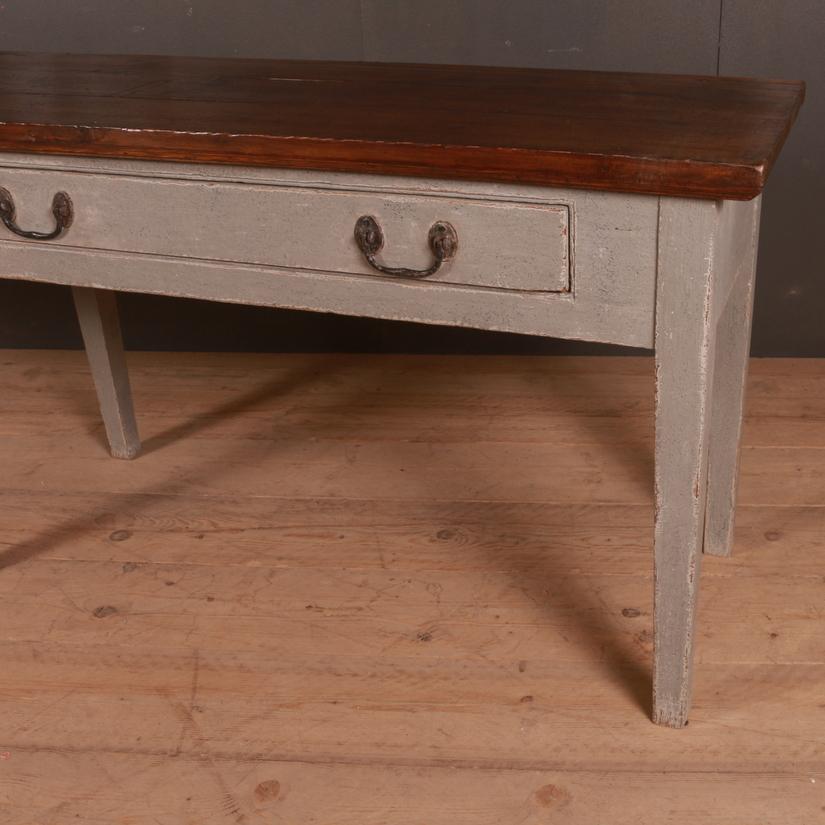 19th century narrow 2-drawer serving table, 1860.

Dimensions:
99 inches (251 cms) wide
21 inches (53 cms) deep
30.5 inches (77 cms) high.

 