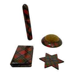 Scottish Sewing Set of Tartan Ware, 19th Century