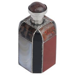 Botella de aroma escocesa, plata y ágata