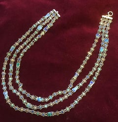 Scottish Silver and Enamel Glasgow School Three Strand Necklace