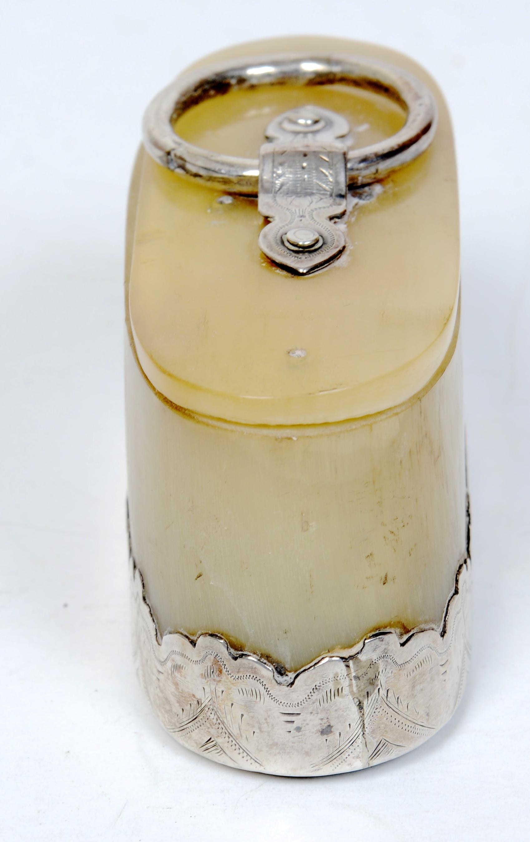 Sterling Silver Scottish Silver Mounted Snuff Box With Attached Spoon By Andrew Wilkie c1838/39 For Sale