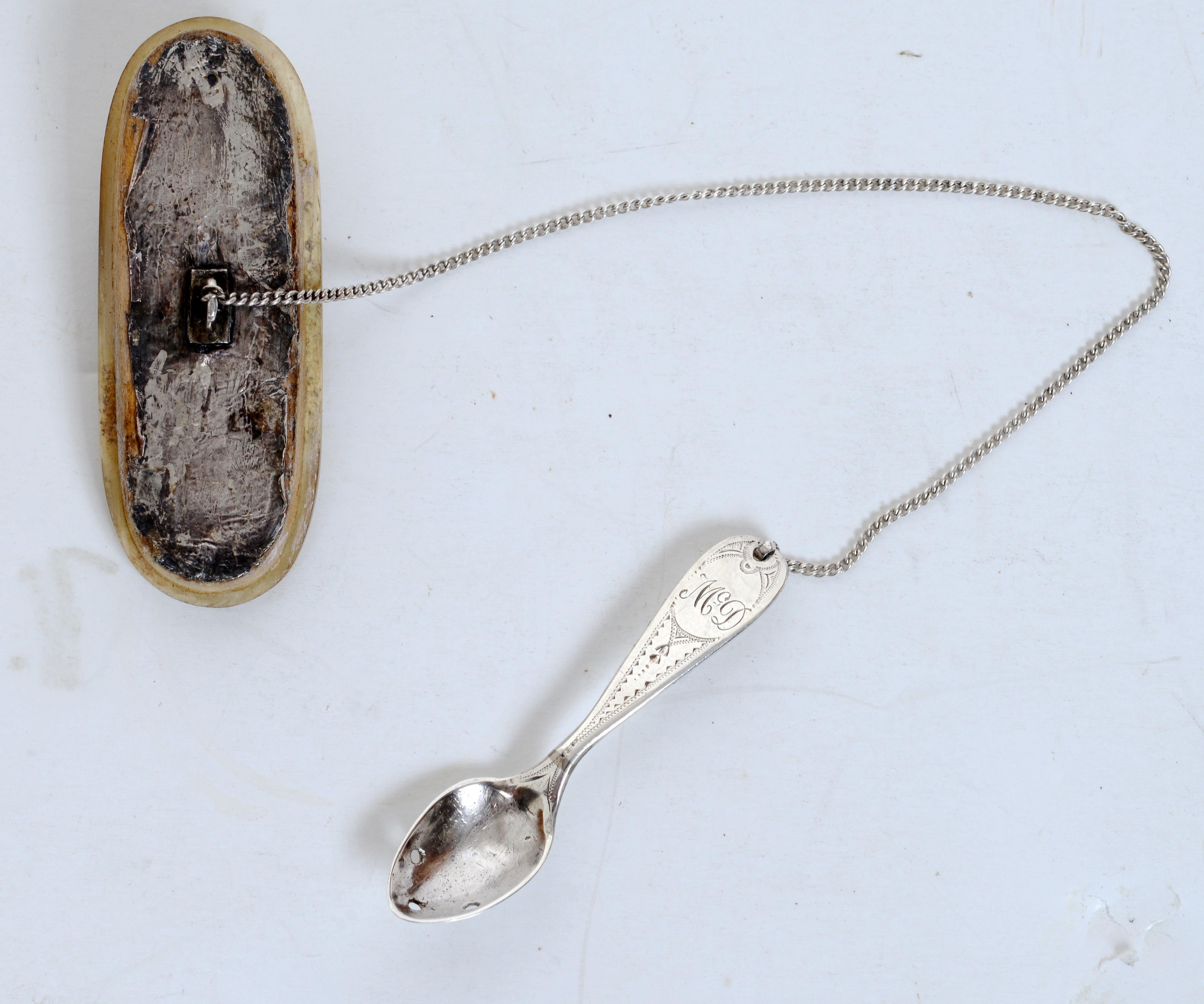 Scottish Silver Mounted Snuff Box With Attached Spoon By Andrew Wilkie c1838/39 For Sale 2