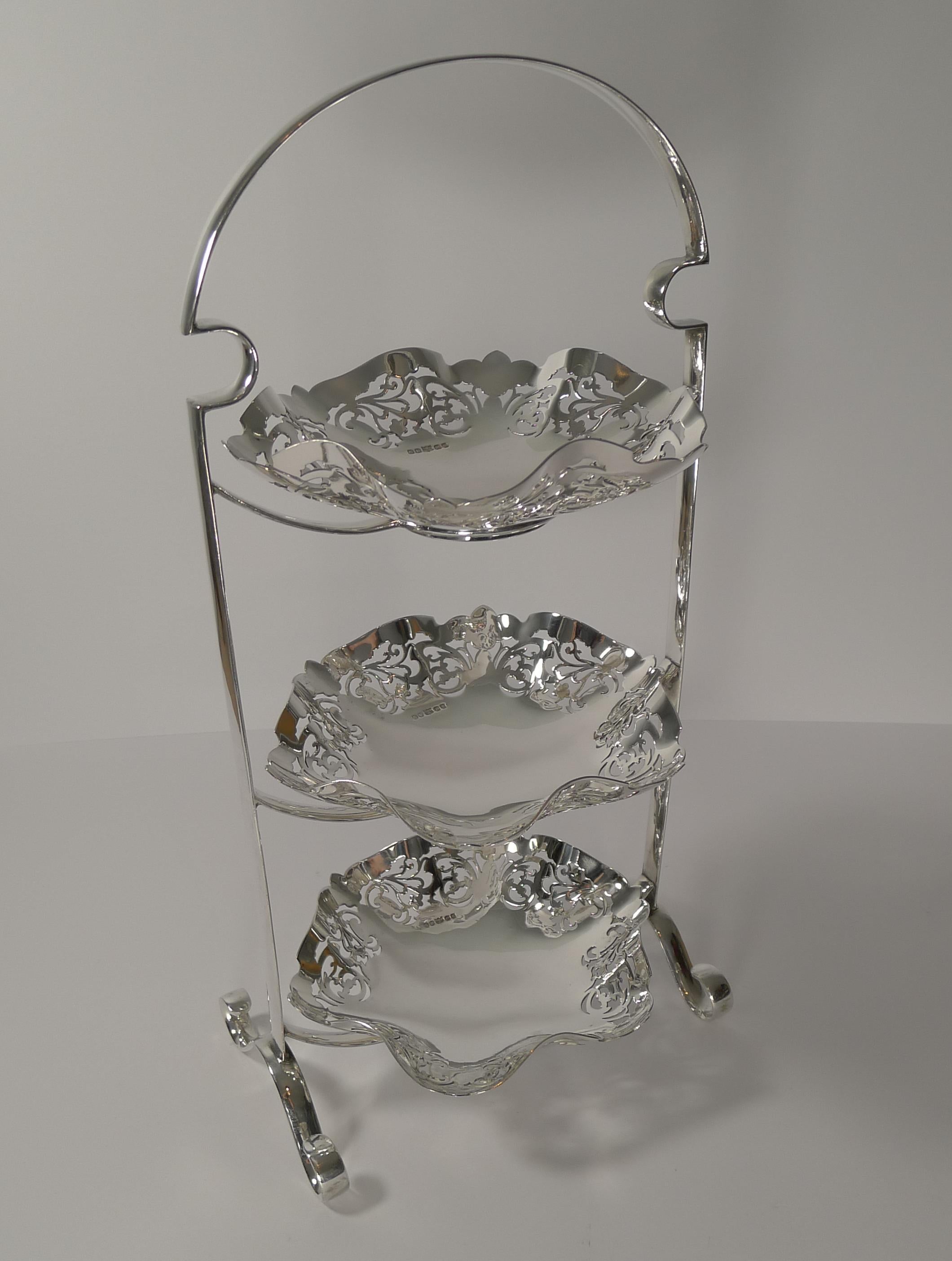 Scottish Silver Plated Three-Tier Cake Stand, circa 1900 5