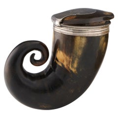 Scottish Snuff Mull Horn and Provincial Sterling Silver c1820