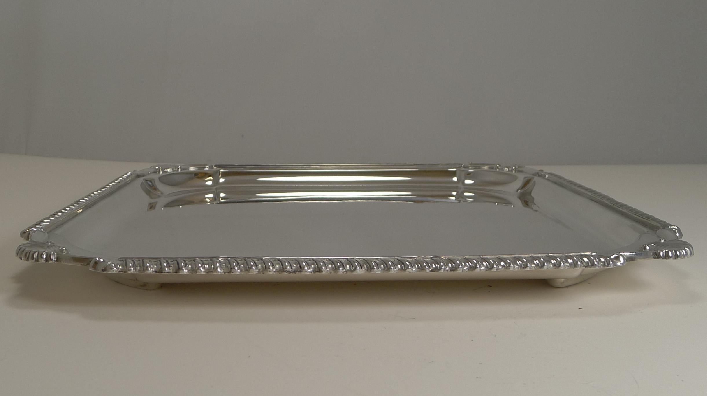 Edwardian Scottish Square Silver Plate Cocktail Tray / Serving Salver, circa 1910