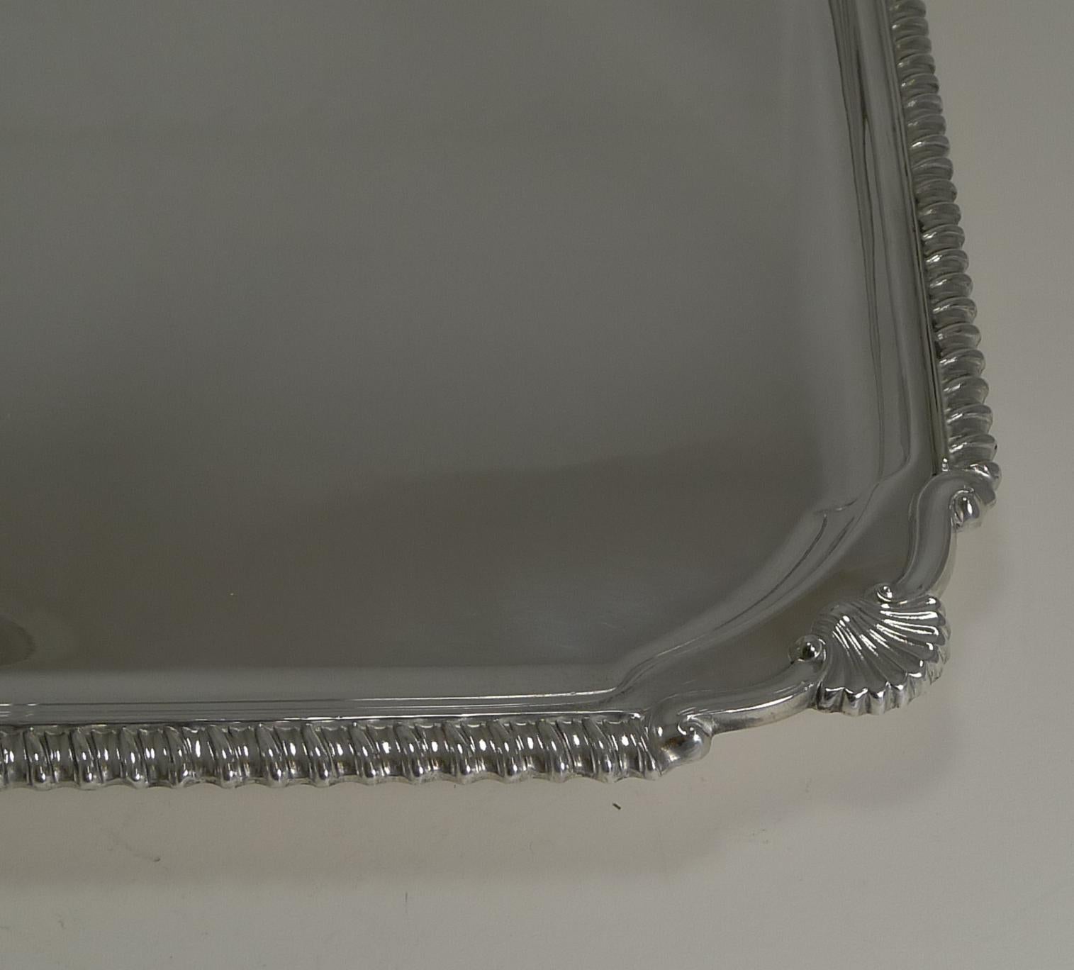 Early 20th Century Scottish Square Silver Plate Cocktail Tray / Serving Salver, circa 1910