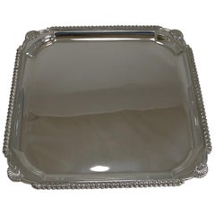 Scottish Square Silver Plate Cocktail Tray / Serving Salver, circa 1910