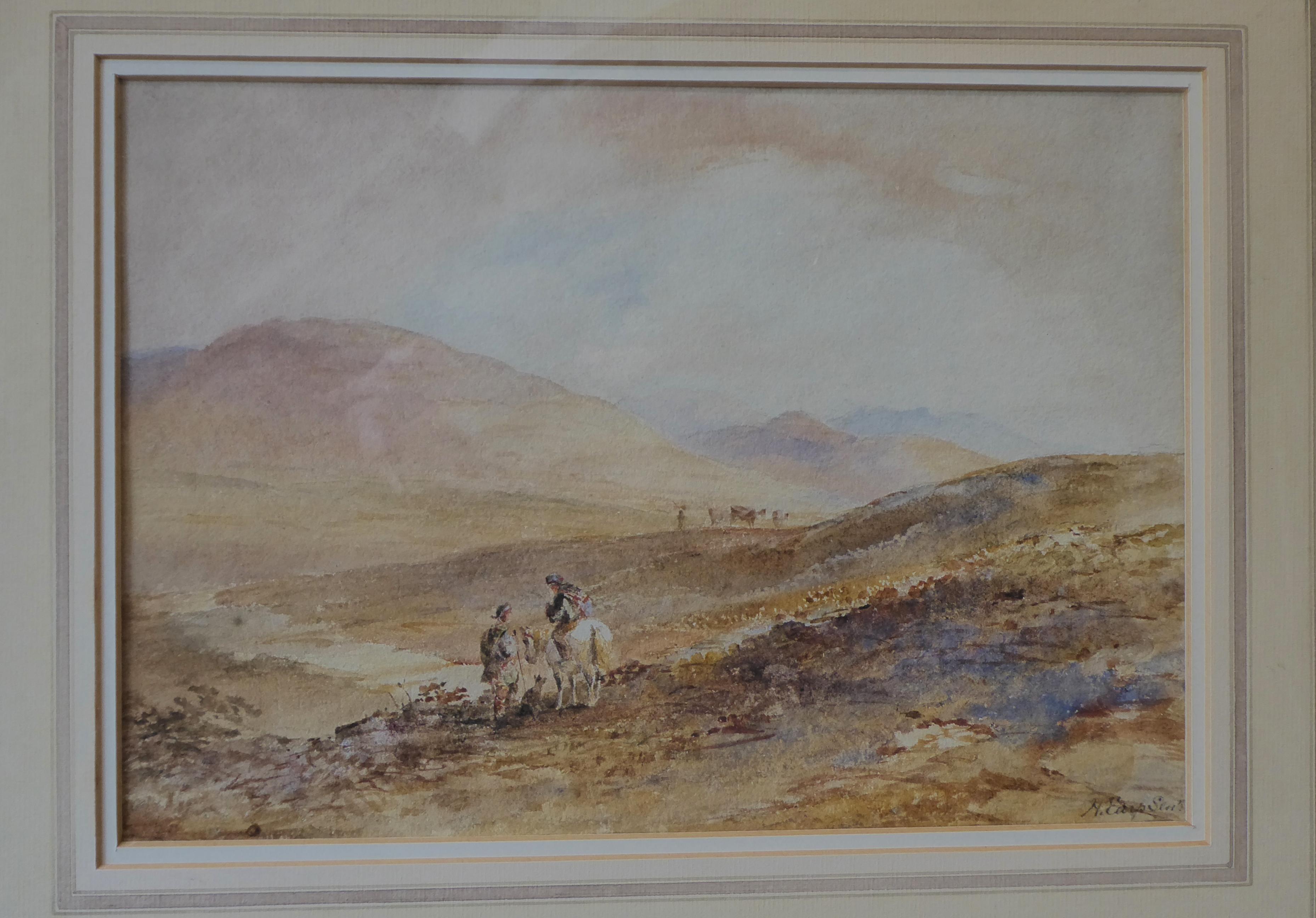 British Scottish 'Stalking in the Highlands' Watercolor Signed William Henry Earp For Sale